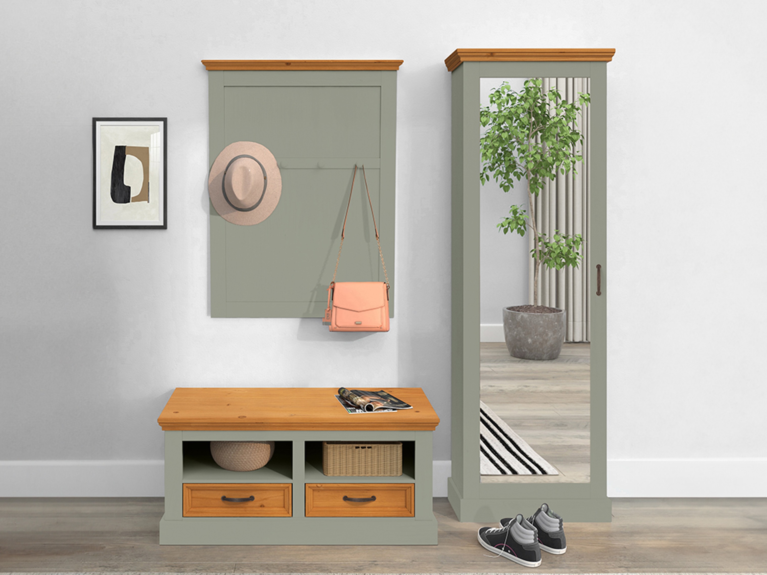 Gestell Tolelio 129 (Grün + Kiefernholzoptik)