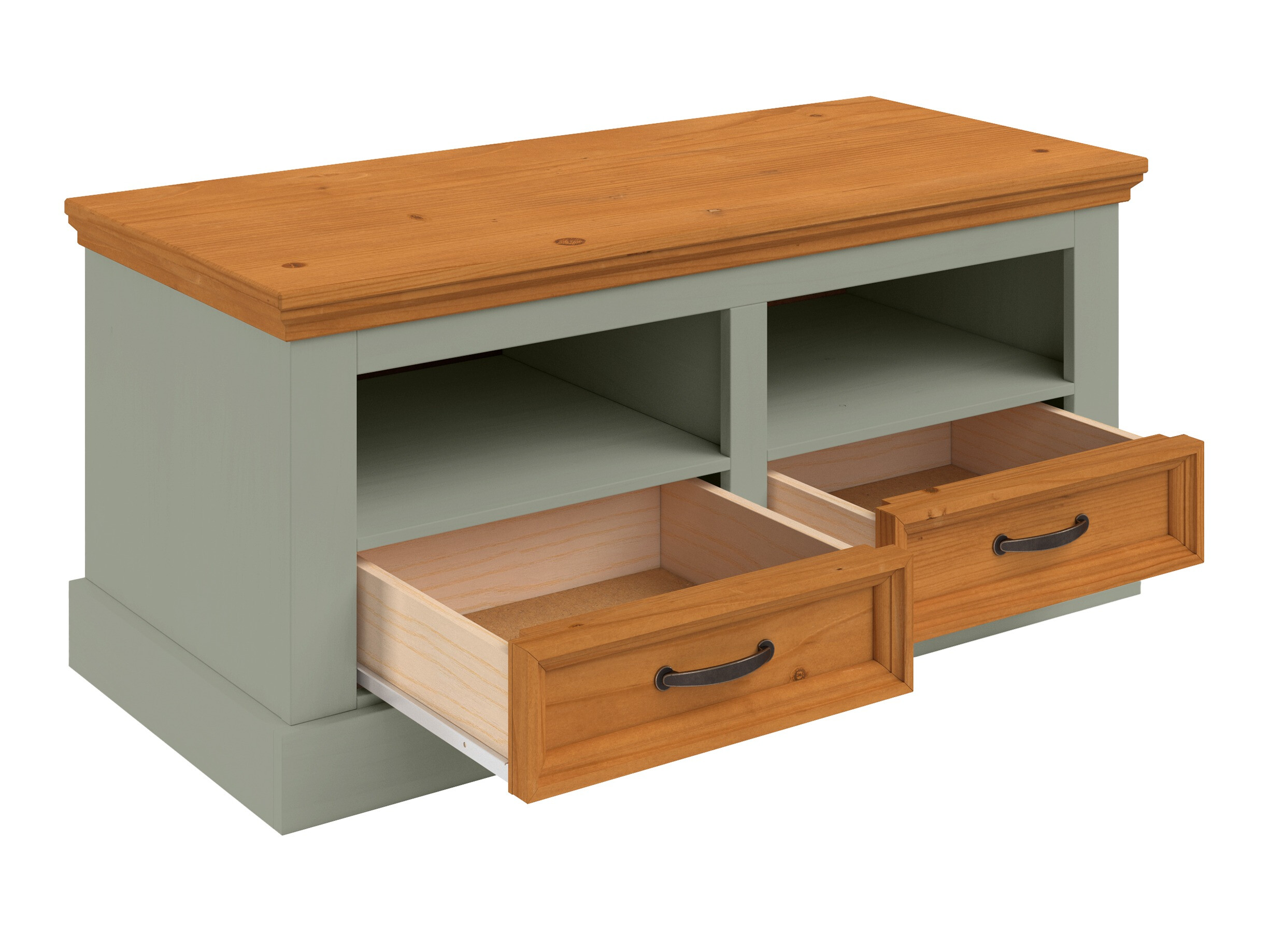 Schuhschrank Tolelio 128 (Grün + Kiefernholzoptik)