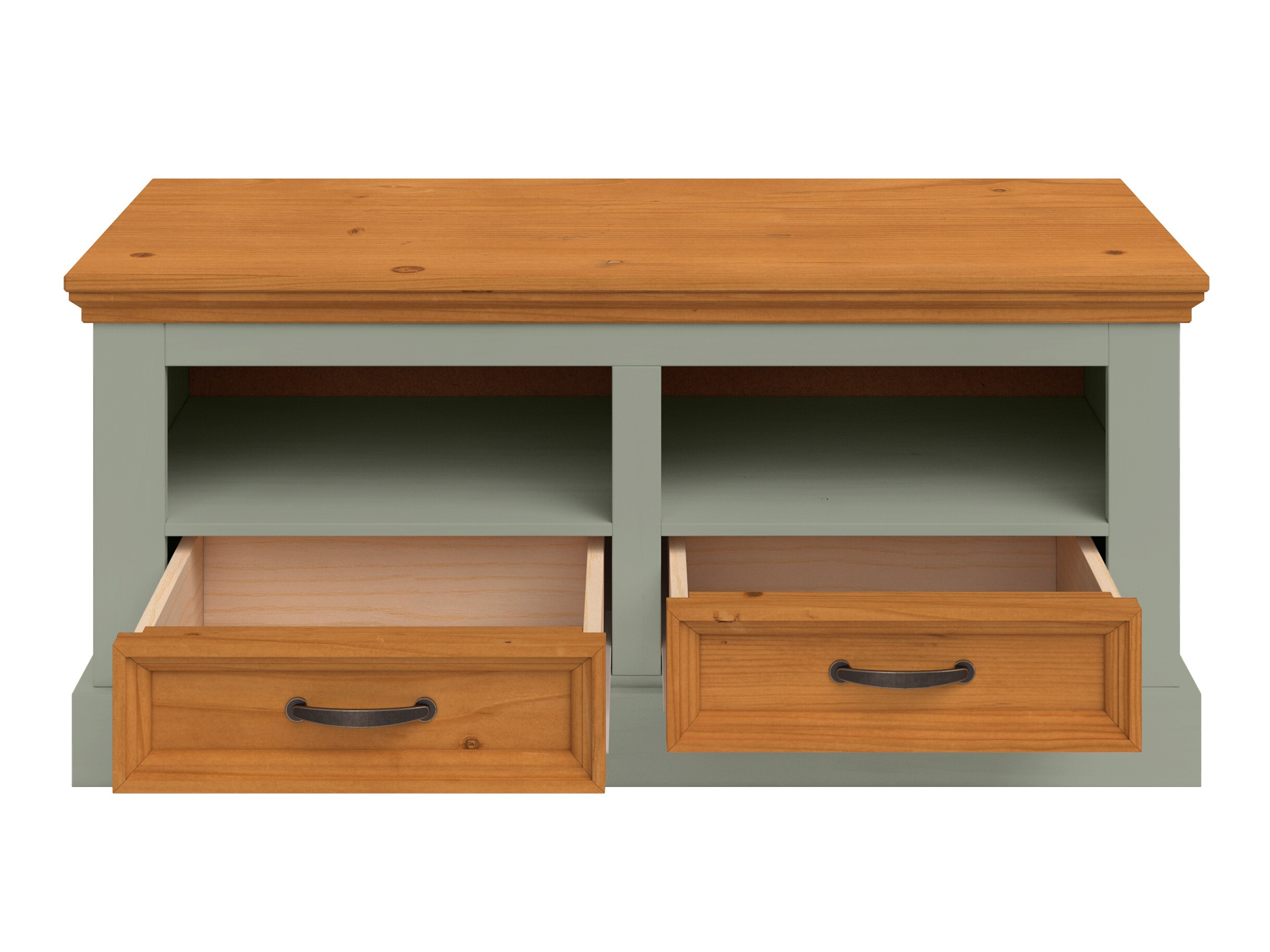 Schuhschrank Tolelio 128 (Grün + Kiefernholzoptik)