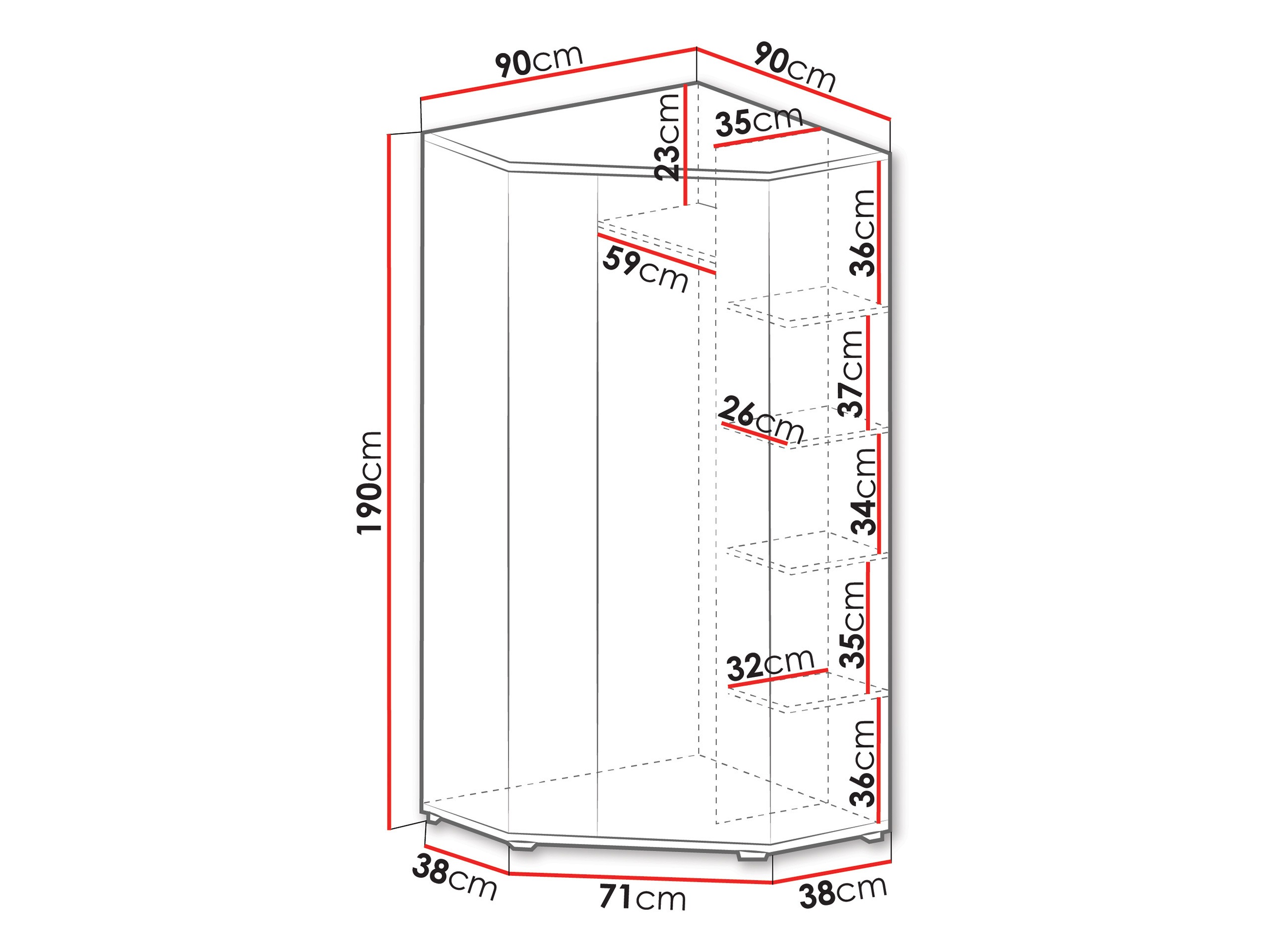 Eckkleiderschrank Camteso 100 (Schwarz + Eichenholzoptik + Beige)