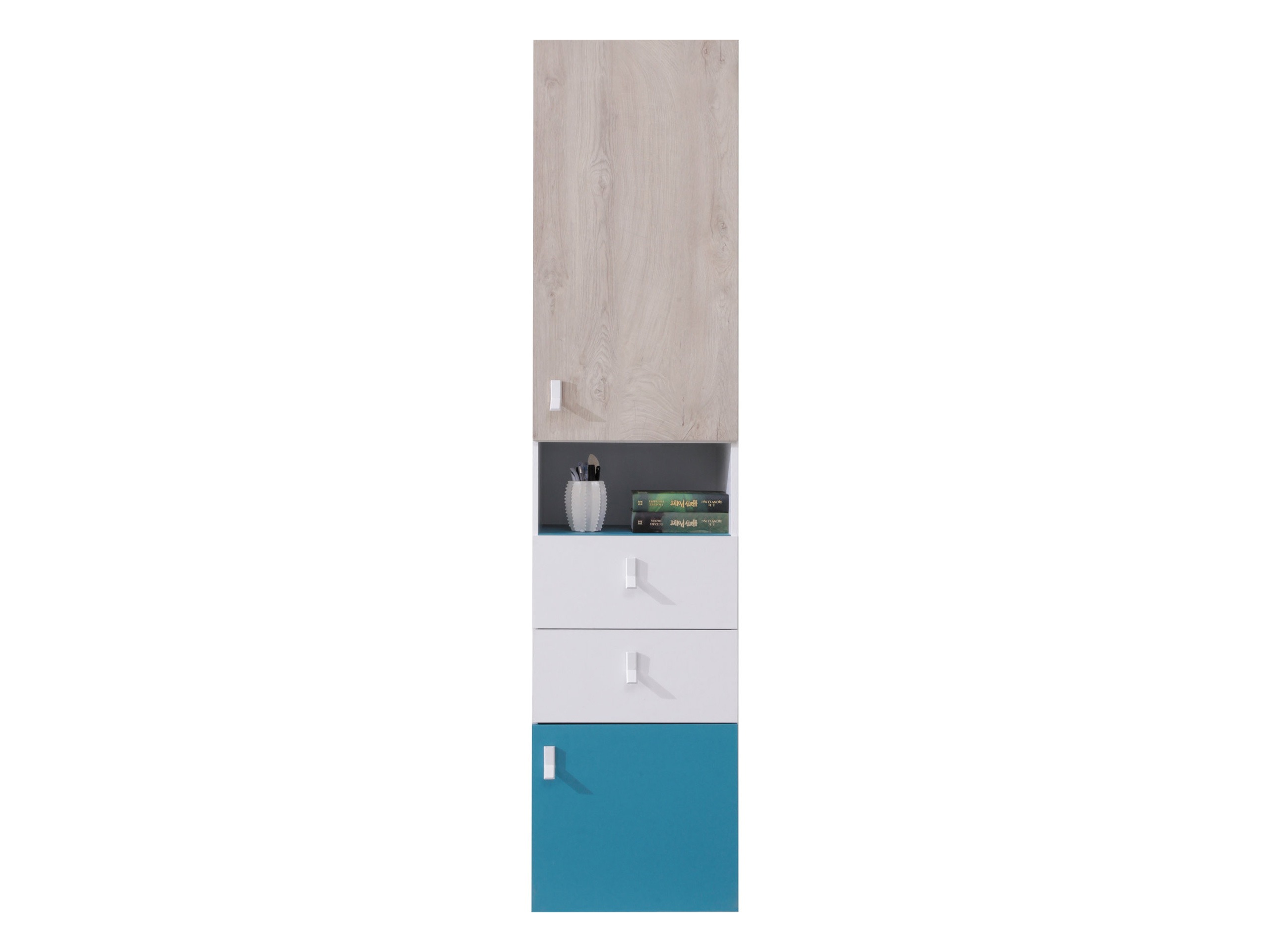 Regal Camteso 102 (Weiss + Eiche + Türkis)