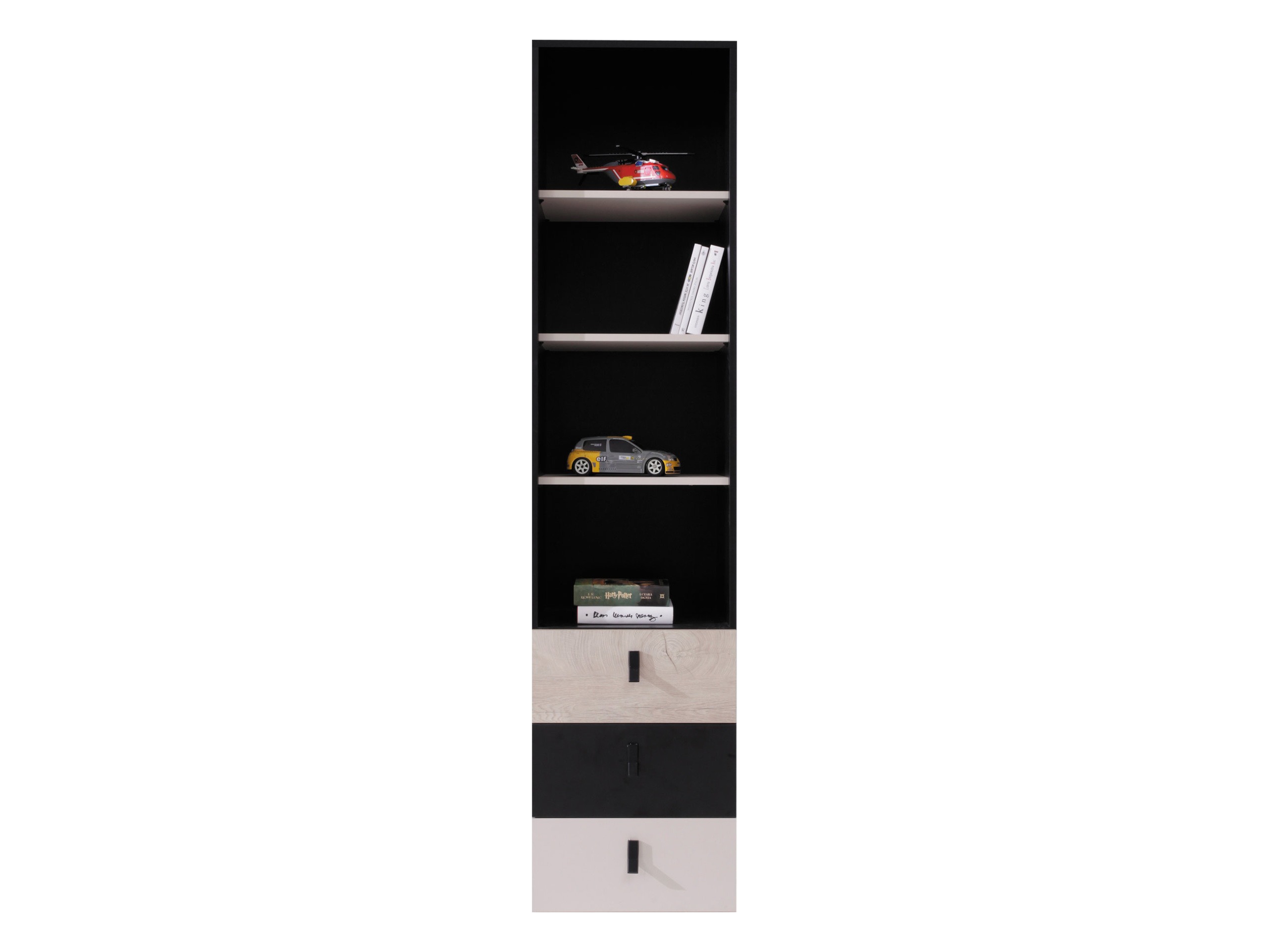 Regal Camteso 104 (Schwarz + Eiche + Beige)