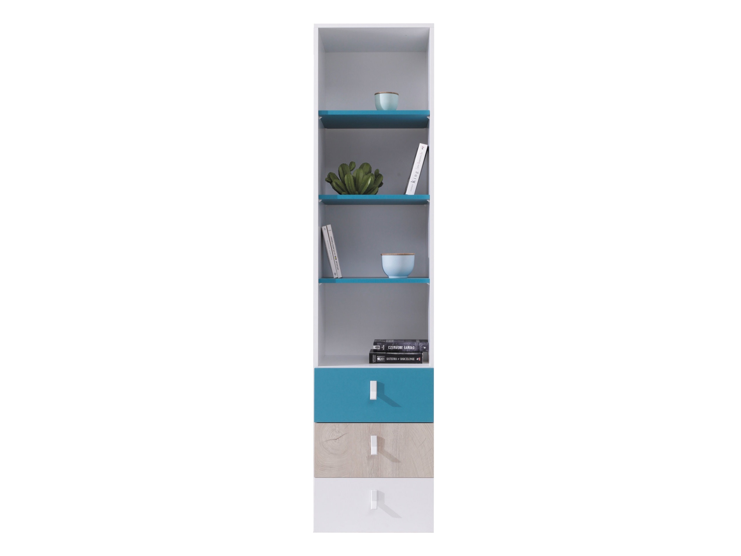 Regal Camteso 104 (Weiss + Eiche + Türkis)