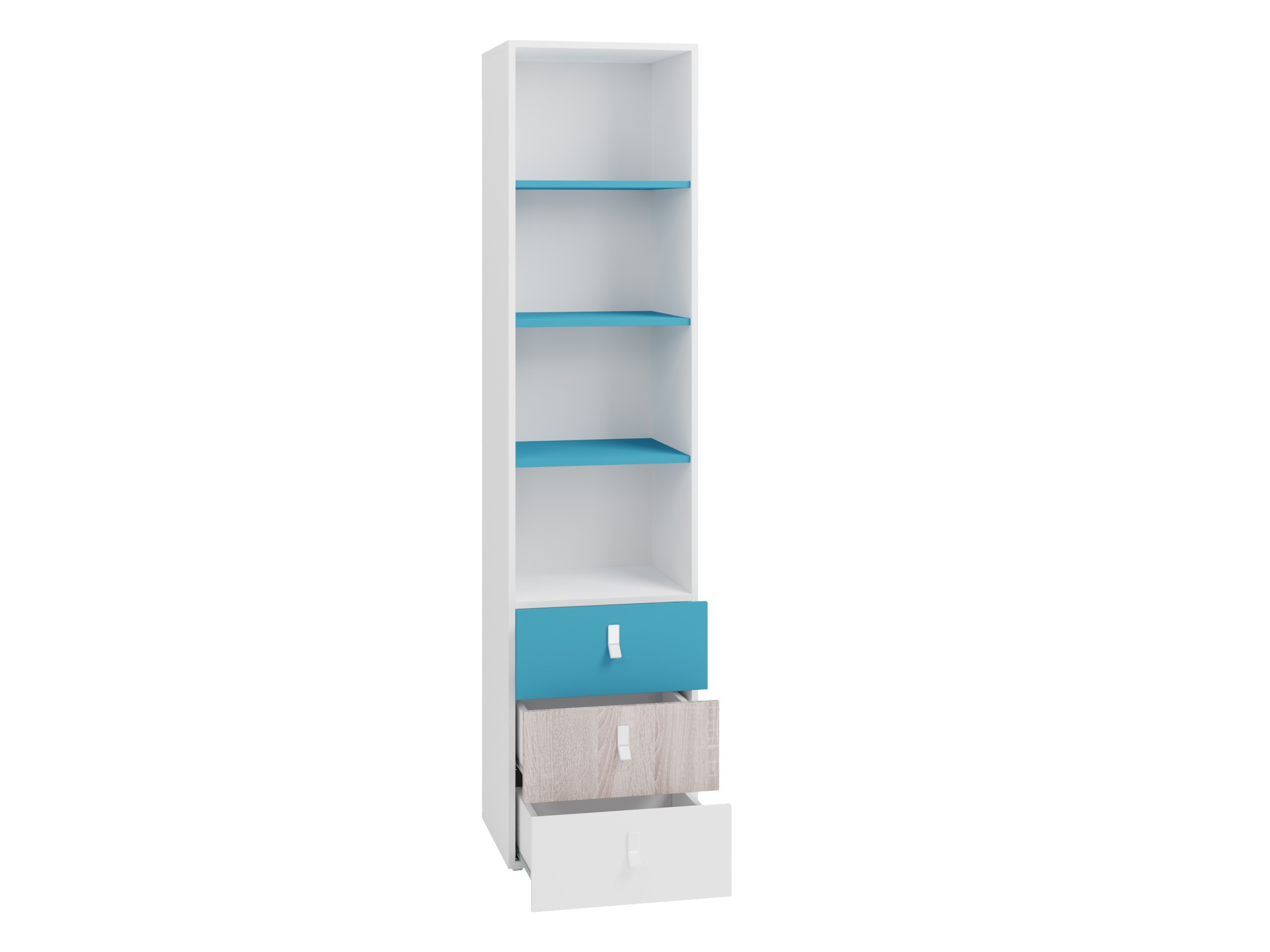 Regal Camteso 104 (Weiss + Eiche + Türkis)