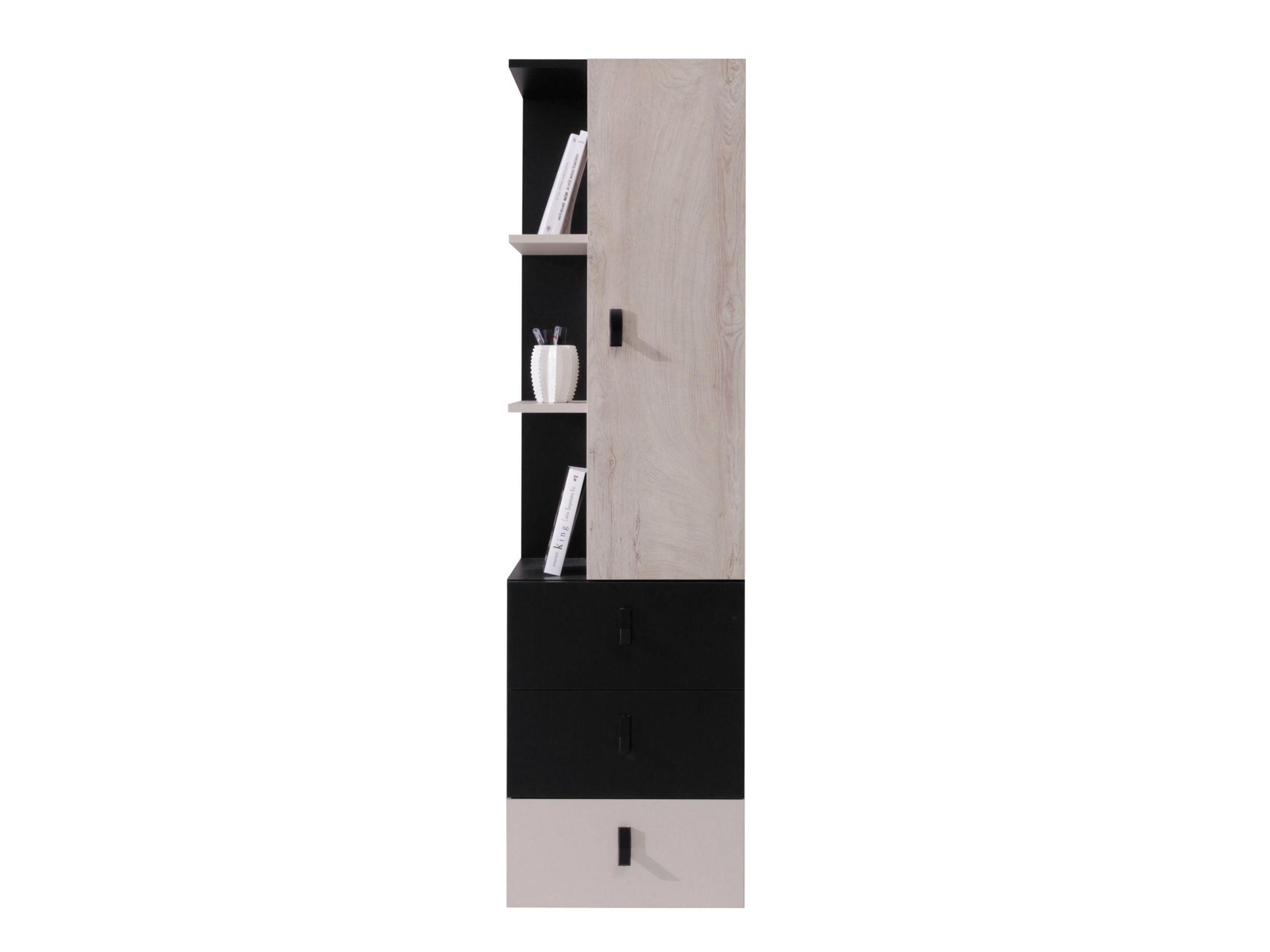 Regal Camteso 105 (Schwarz + Eiche + Beige)