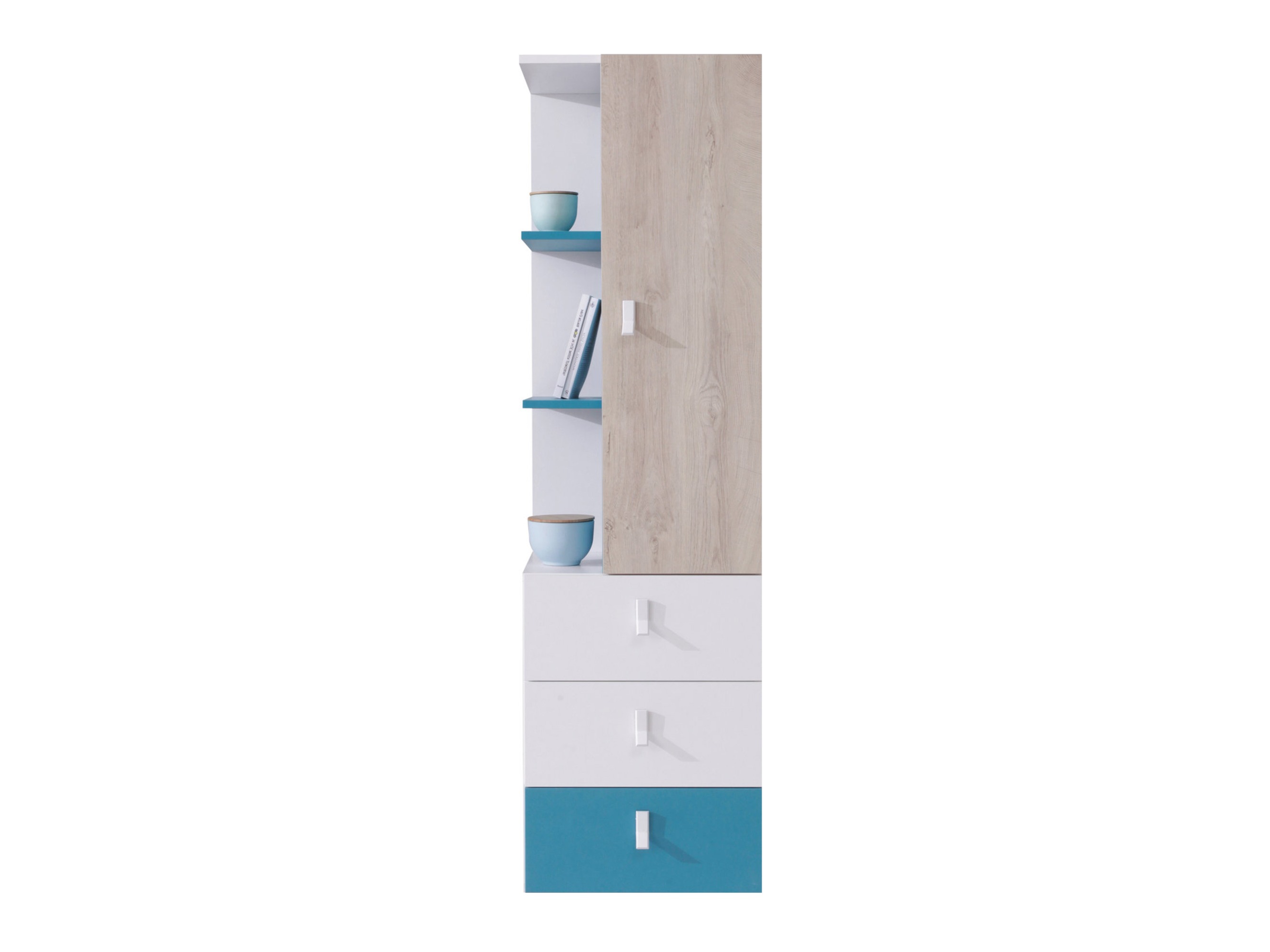 Regal Camteso 105 (Weiss + Eiche + Türkis)