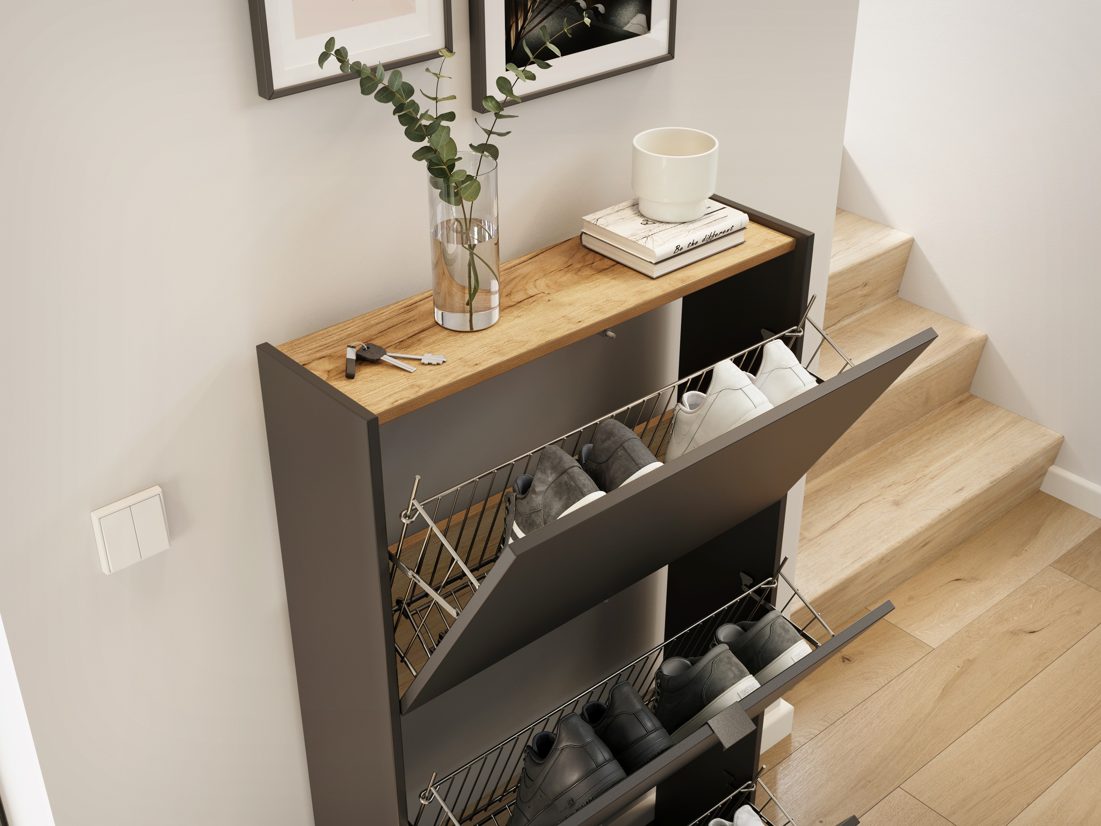 Schuhschrank Cirsale 113 (Navarra eichenholzoptik + Graphit)