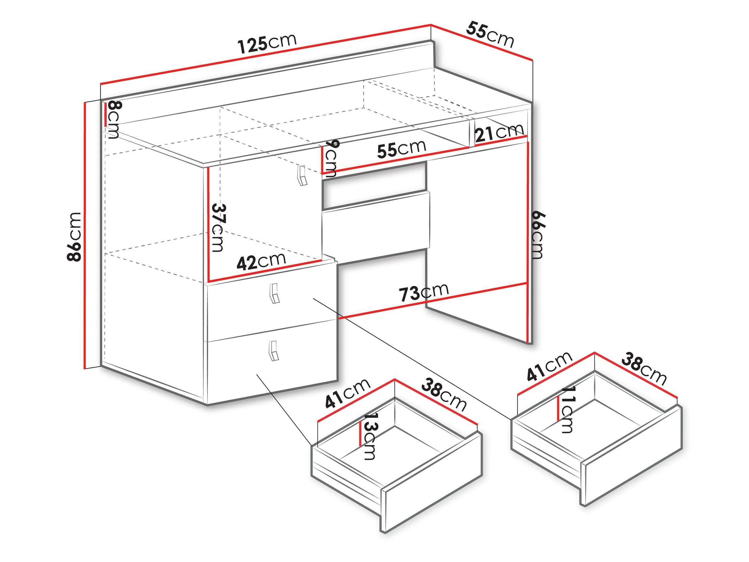 Bürotisch Camteso 107 (Weiss + Eichenholzoptik + Türkis)
