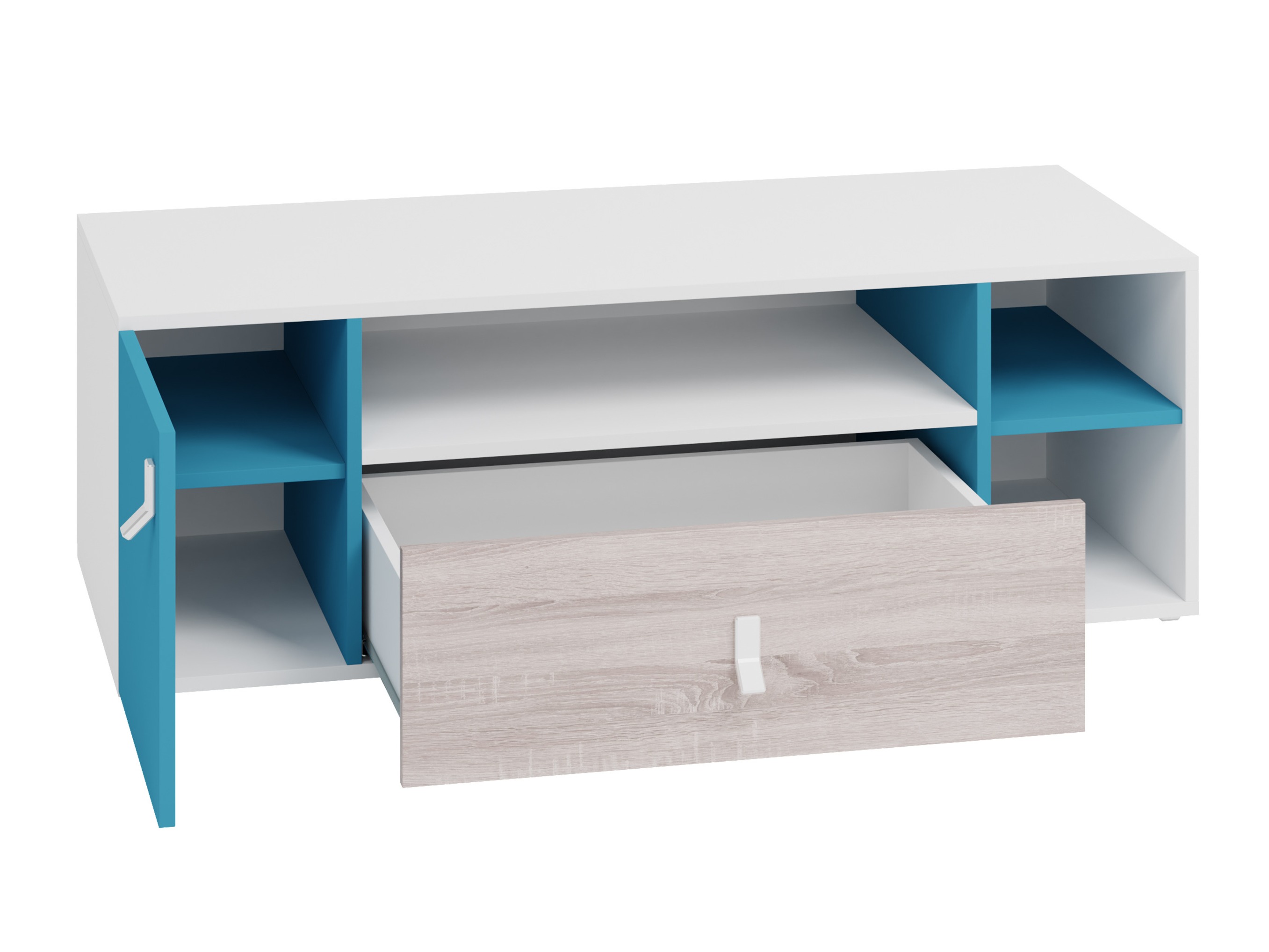 TV-Möbel Camteso 108 (Schwarz + Eiche + Beige)