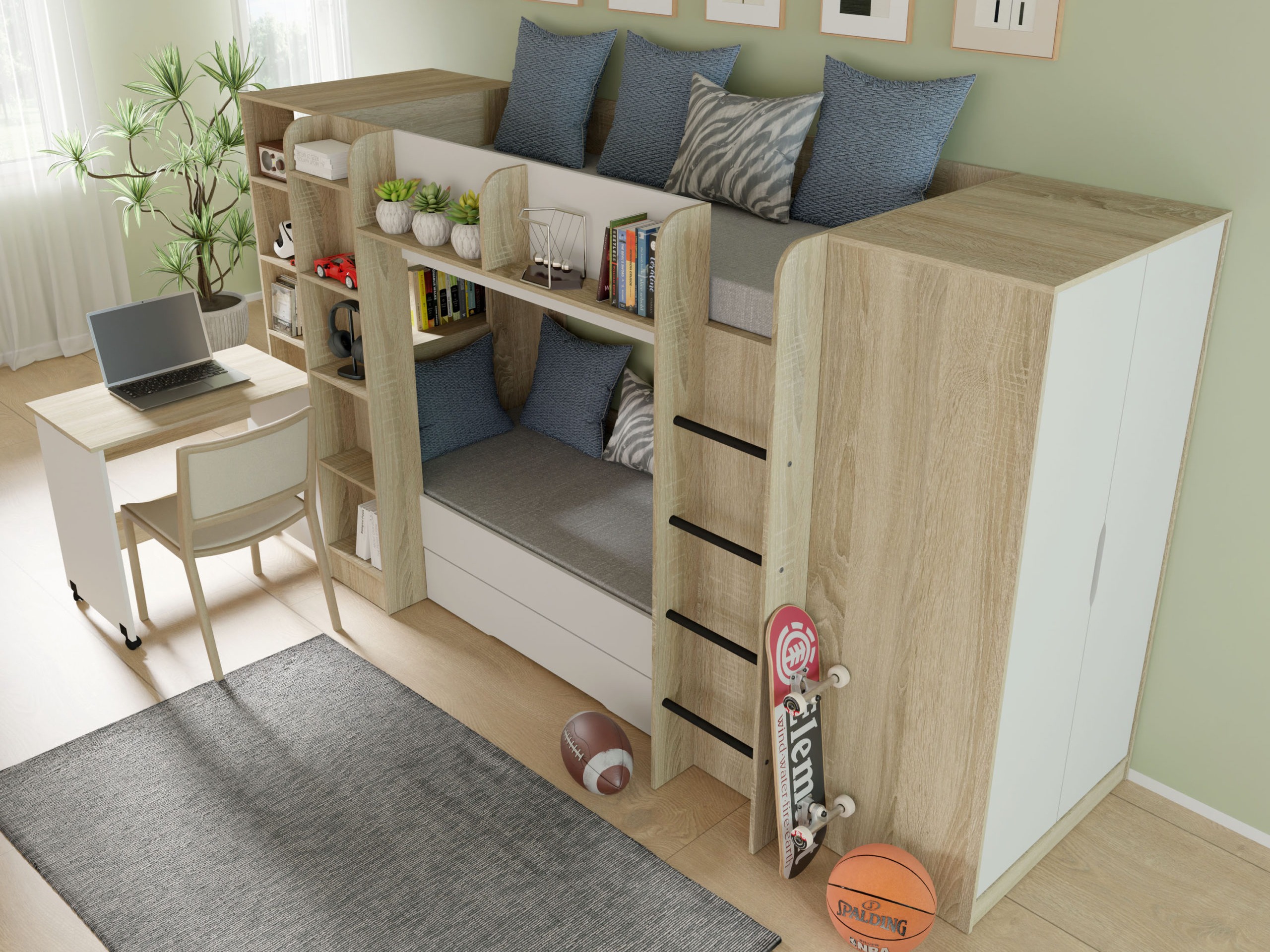 Bürotisch Elitenu 100 (Sonoma eichenholz + Weiss)