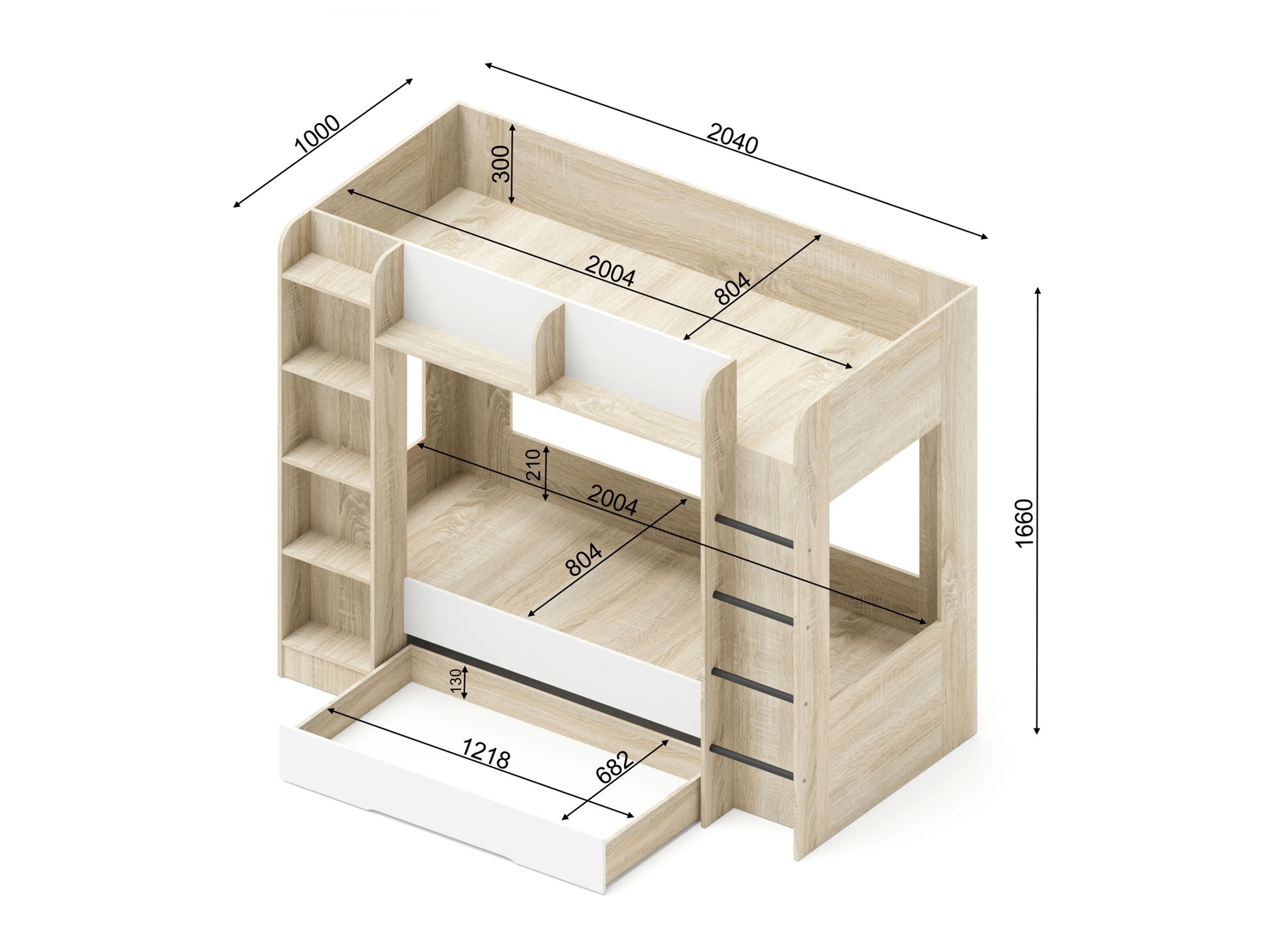 Kinderzimmer-Set Elitenu 104 (Sonoma eichenholz + Weiss)