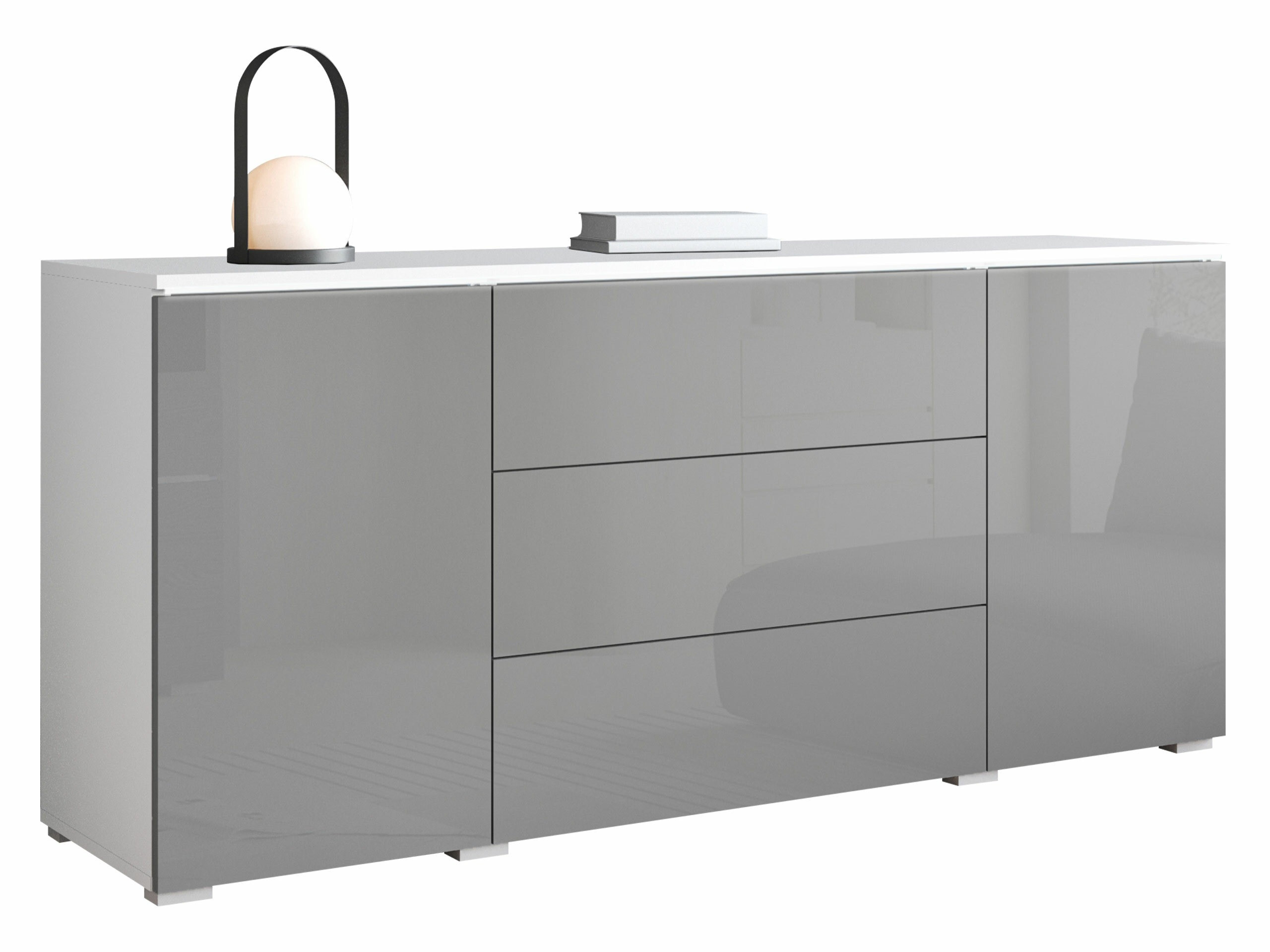 Kommode Mirfivo 102 (Grau glänzend)