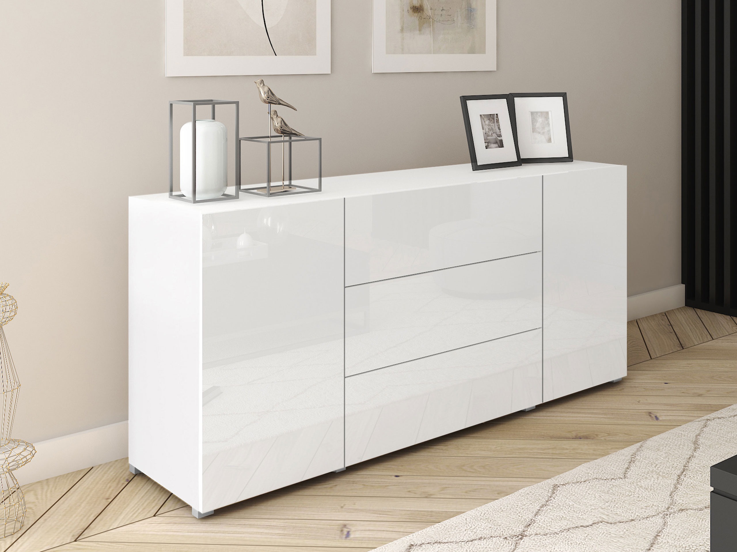 Kommode Sarasota 191 (Weiss + Weiss glänzend)