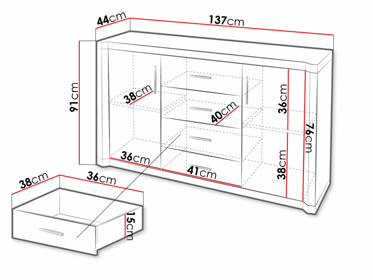 Kommoden Lorelie 104 (Trüffel eichenholzoptik)