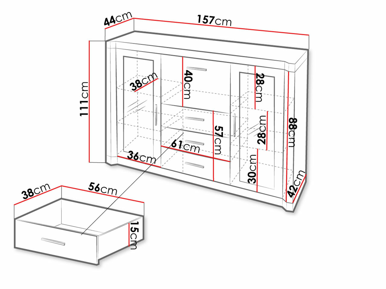 Kommoden Lorelie 106 (Trüffel eichenholzoptik)