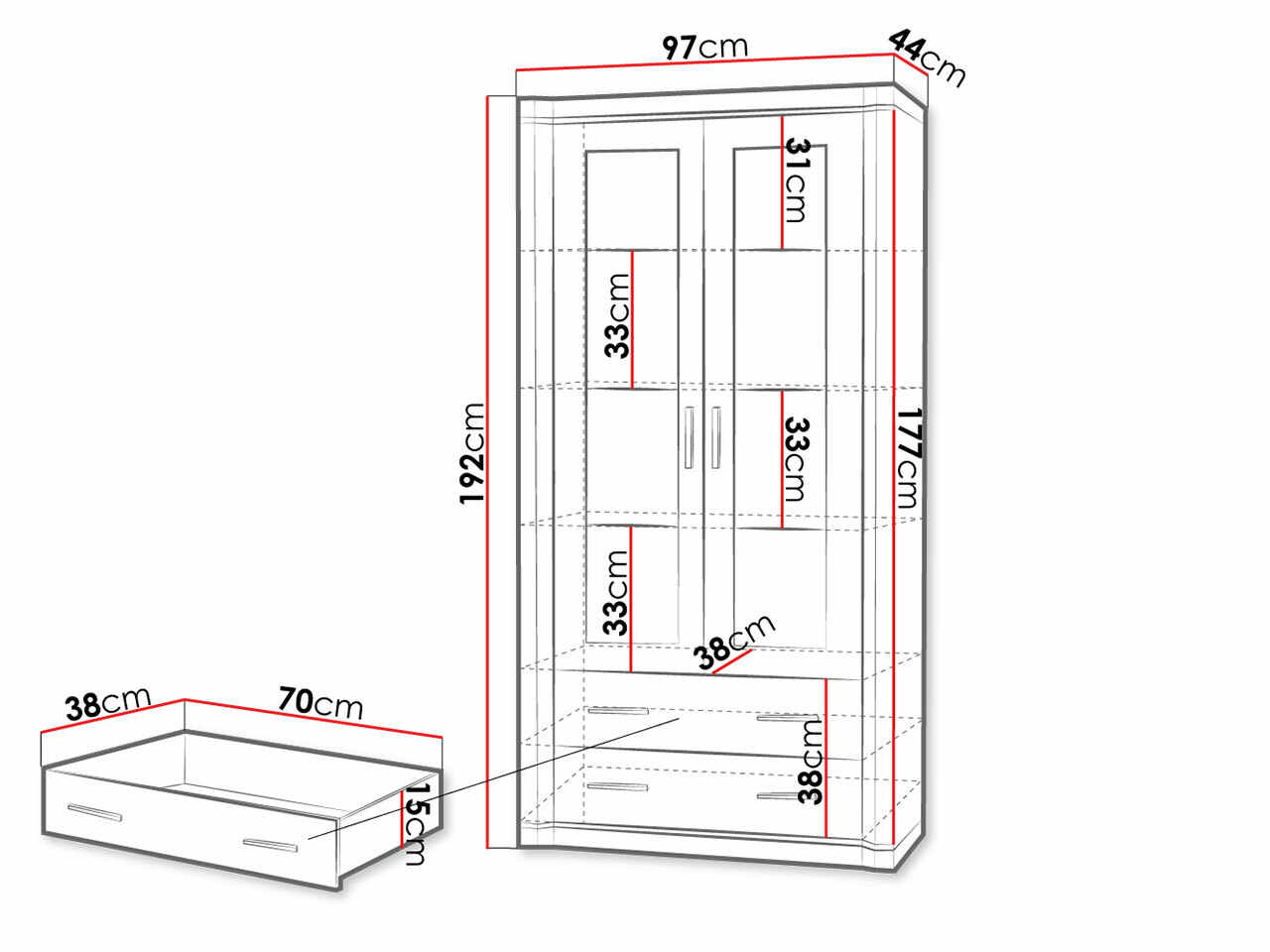 Regal Lorelie 116 (Trüffel eichenholzoptik)
