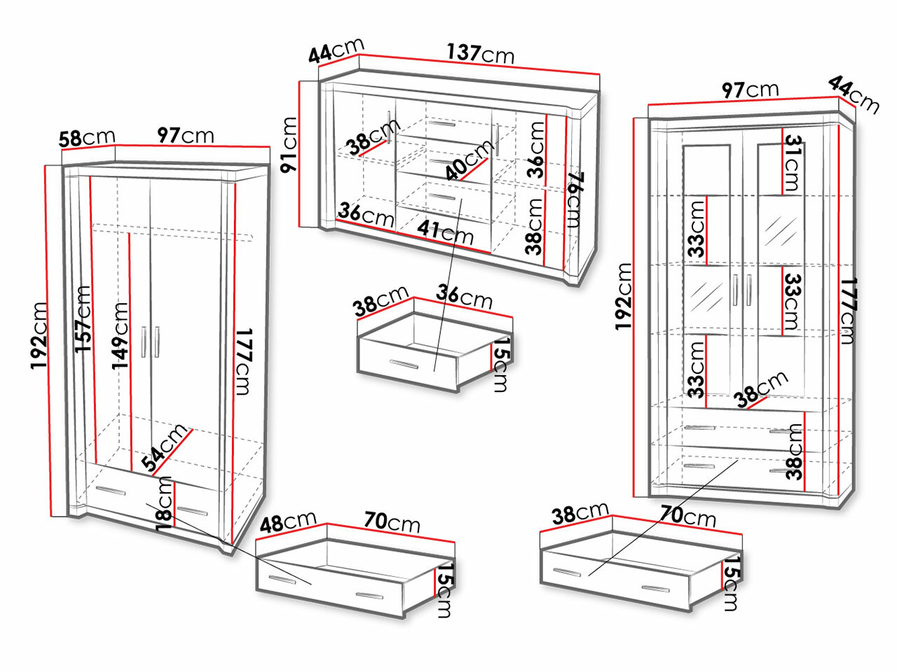 Wohnzimmer-Set Lorelie 125 (Sonoma-Eiche)