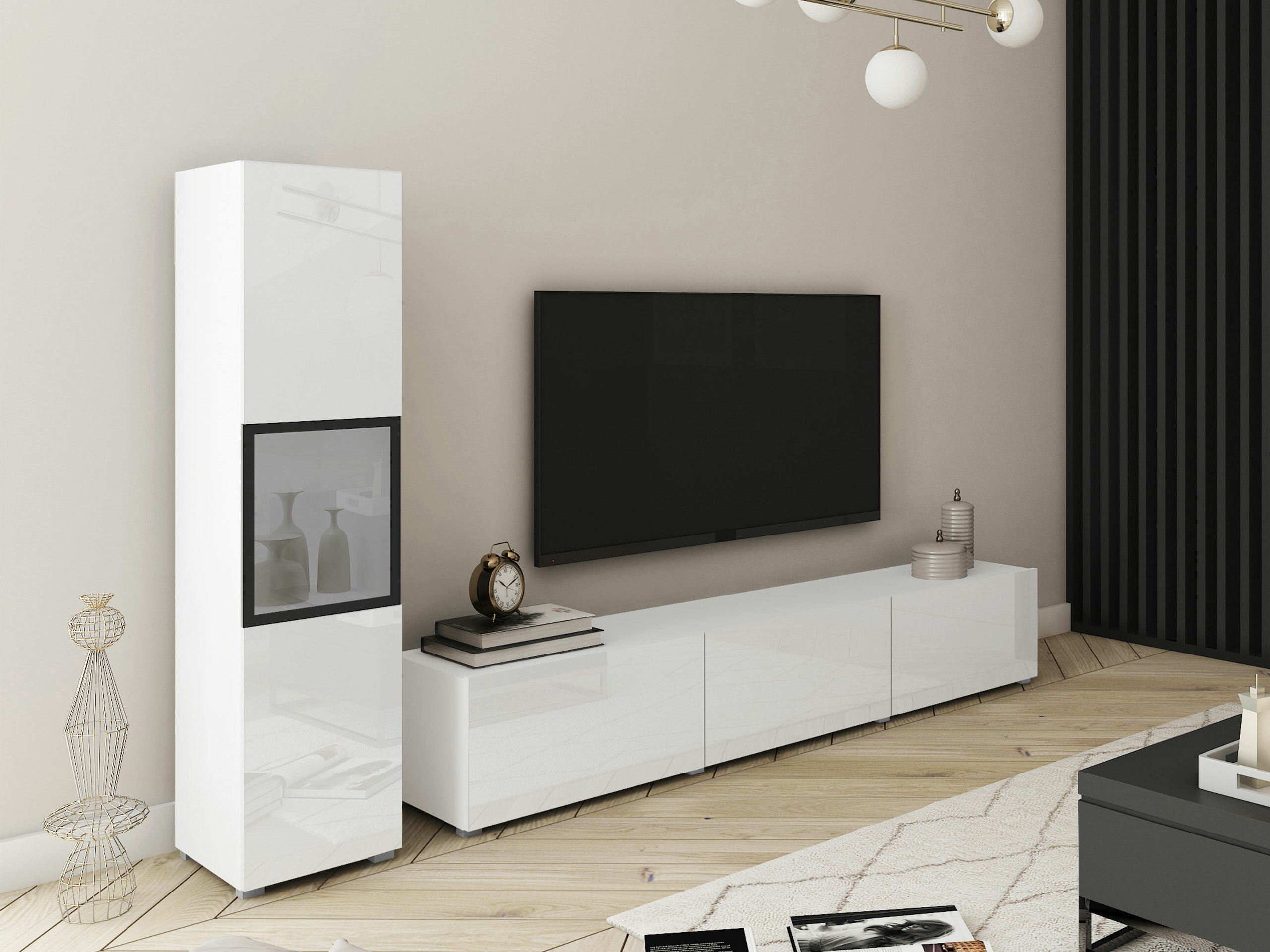 Wohnzimmer-Sets Sarasota 192 (Weiss + Weiss glänzend)
