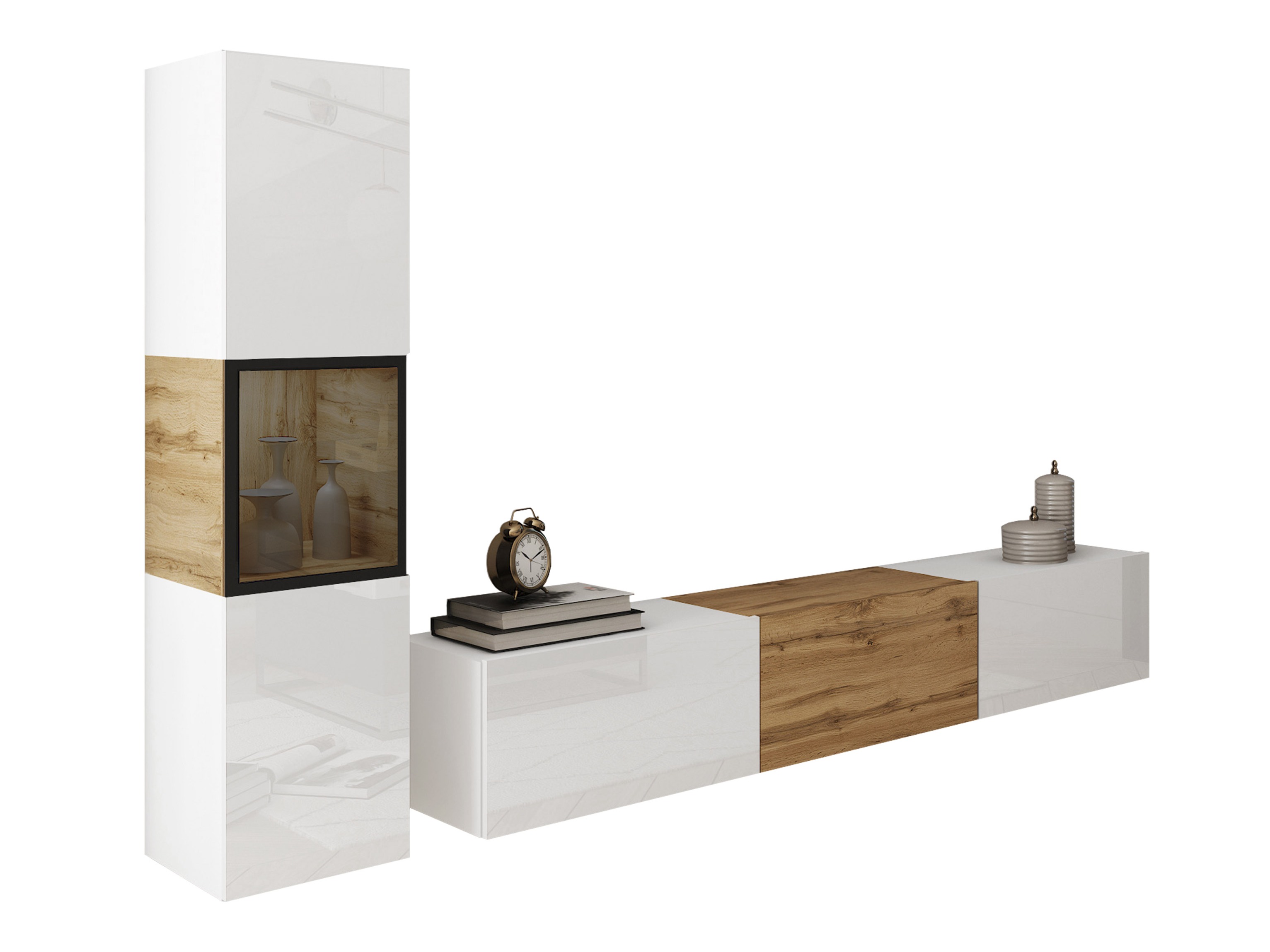 Wohnzimmer-Sets Sarasota 192 (Weiss + Wotan Eiche)