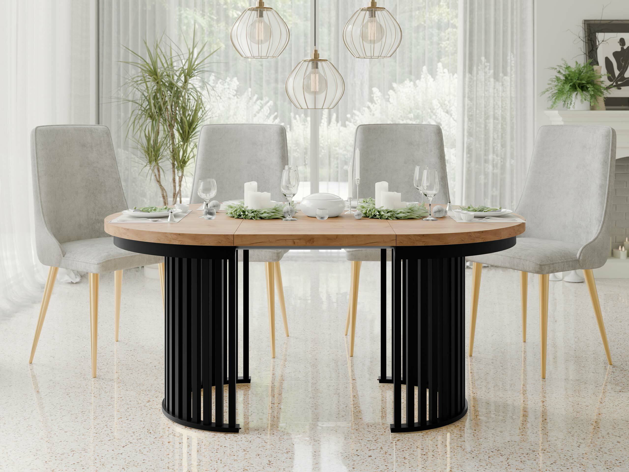 Tisch Racine 145 (Craft goldene Eichenholzoptik + Schwarz)