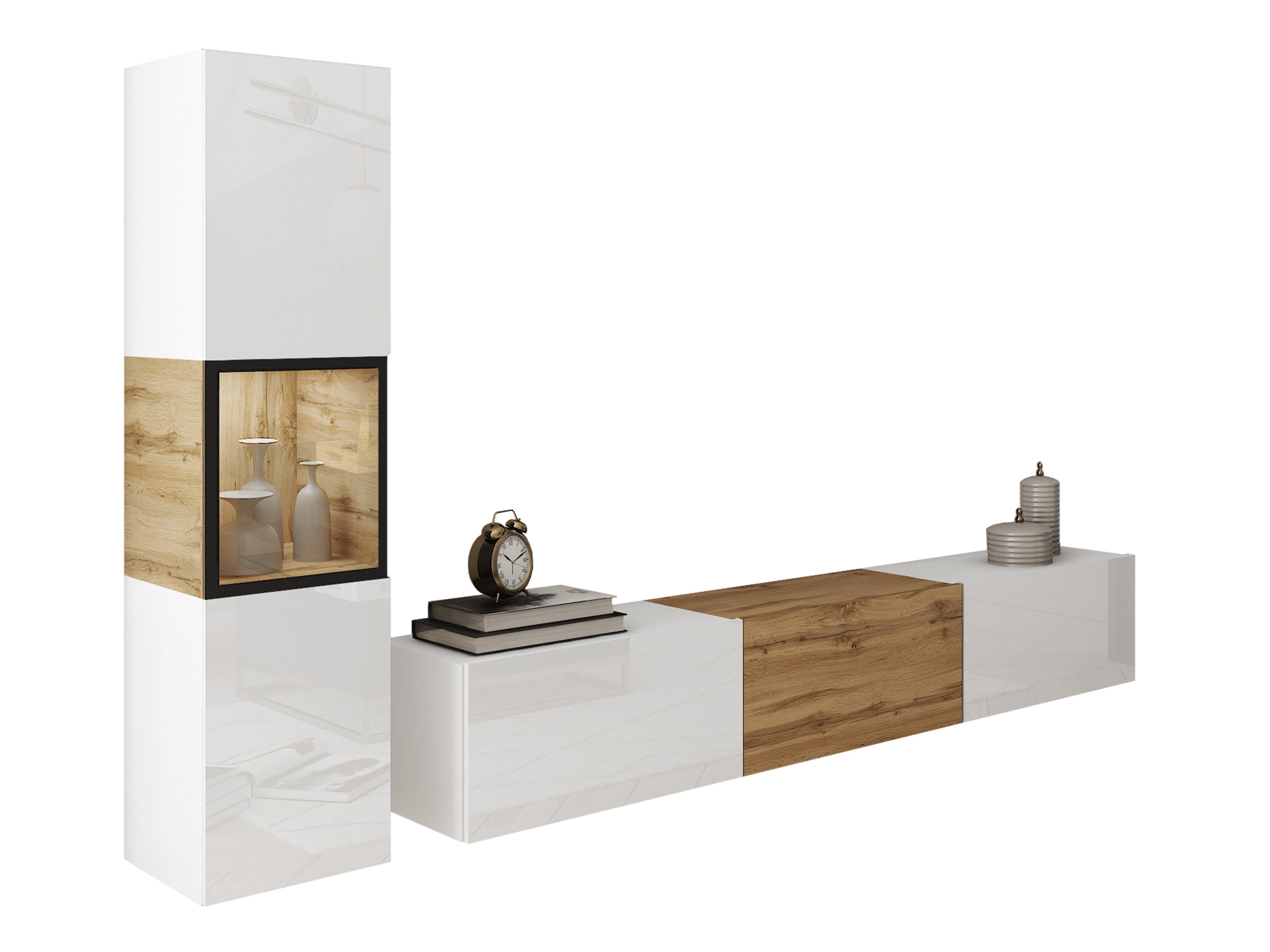 Wohnzimmer-Sets Sarasota 192 (Weiss + Wotan Eiche)