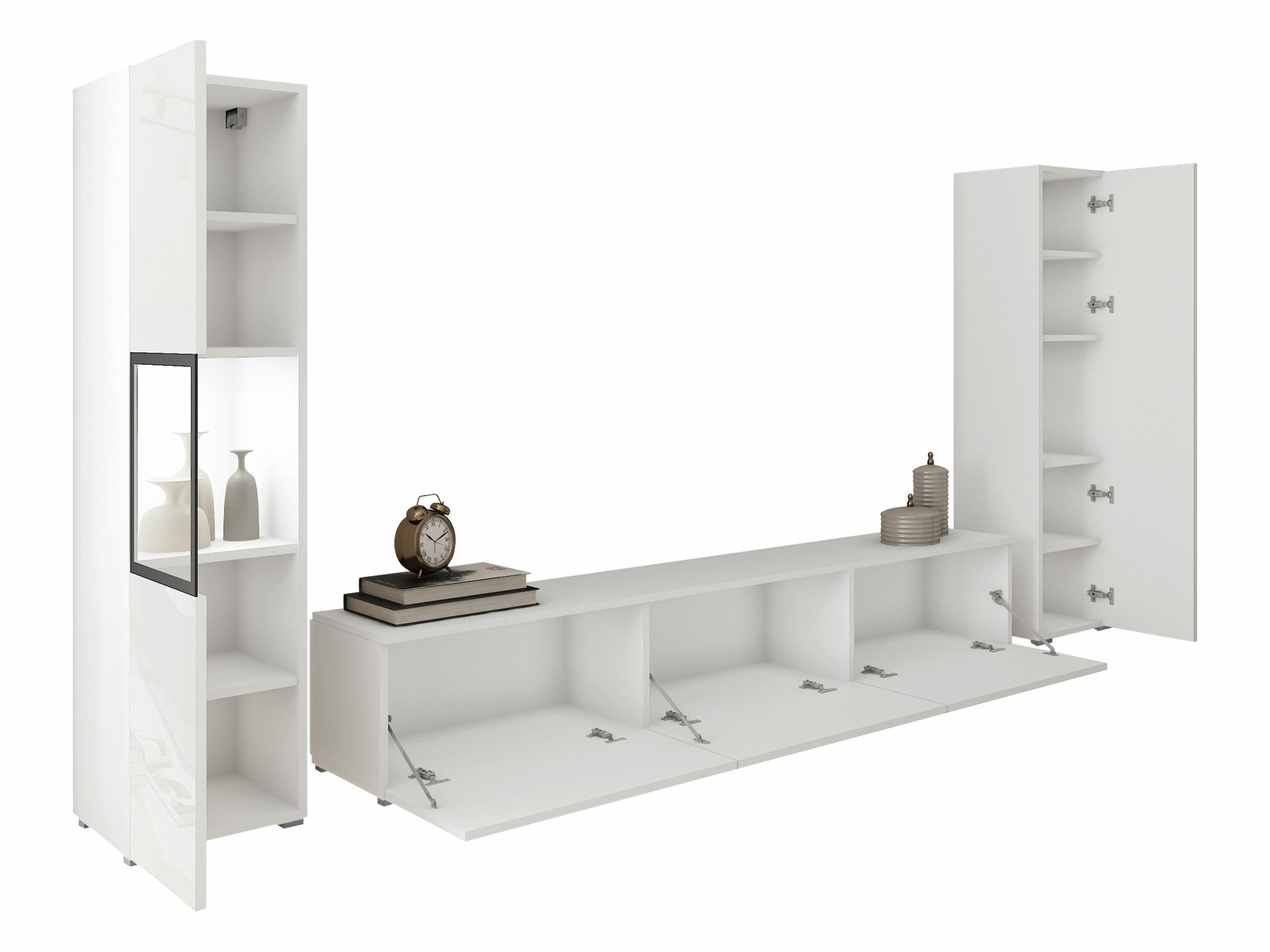 Wohnzimmer-Sets Sarasota 193 (Weiss + Weiss glänzend)