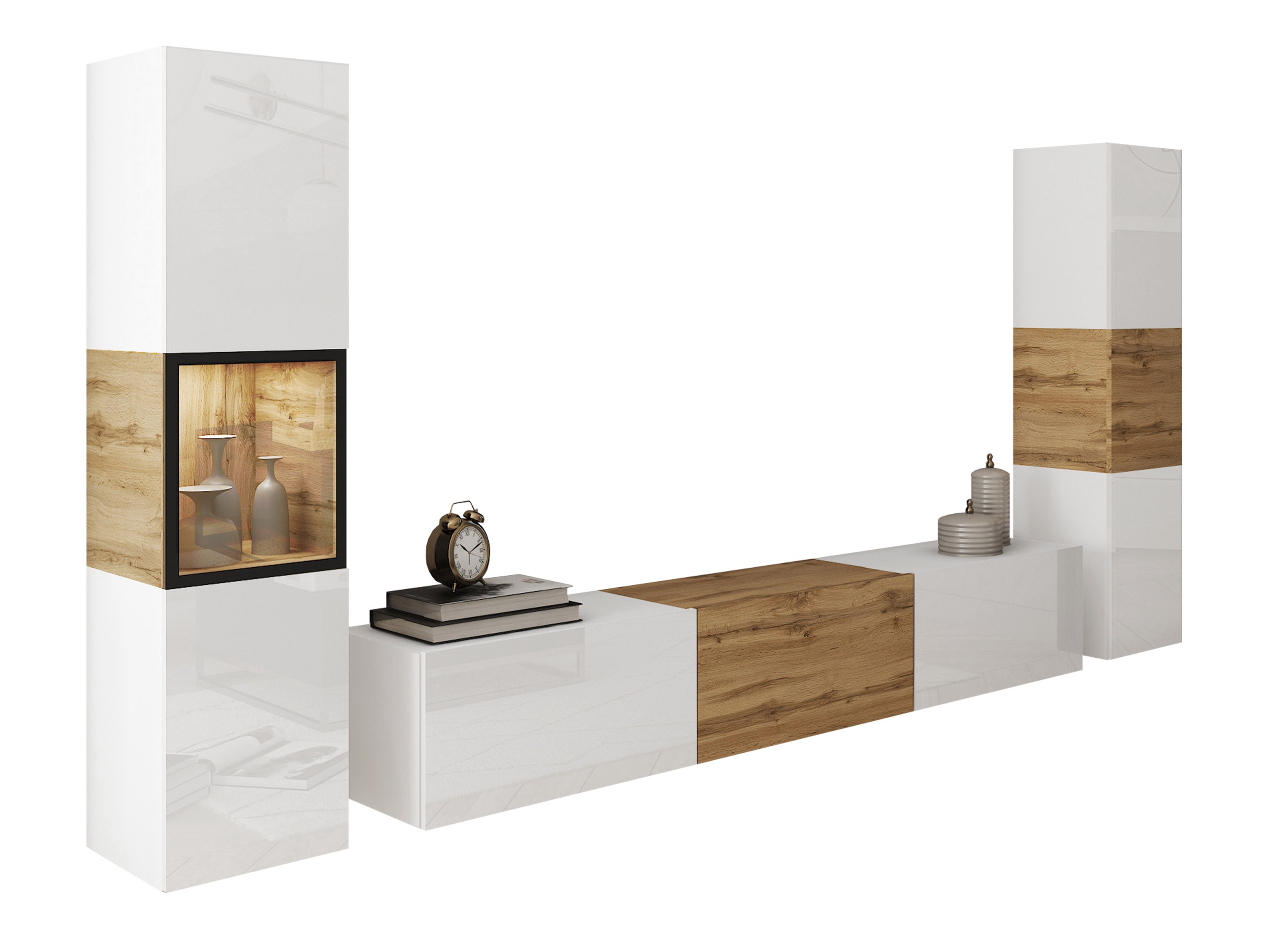 Wohnzimmer-Sets Sarasota 193 (Weiss + Wotan Eiche)
