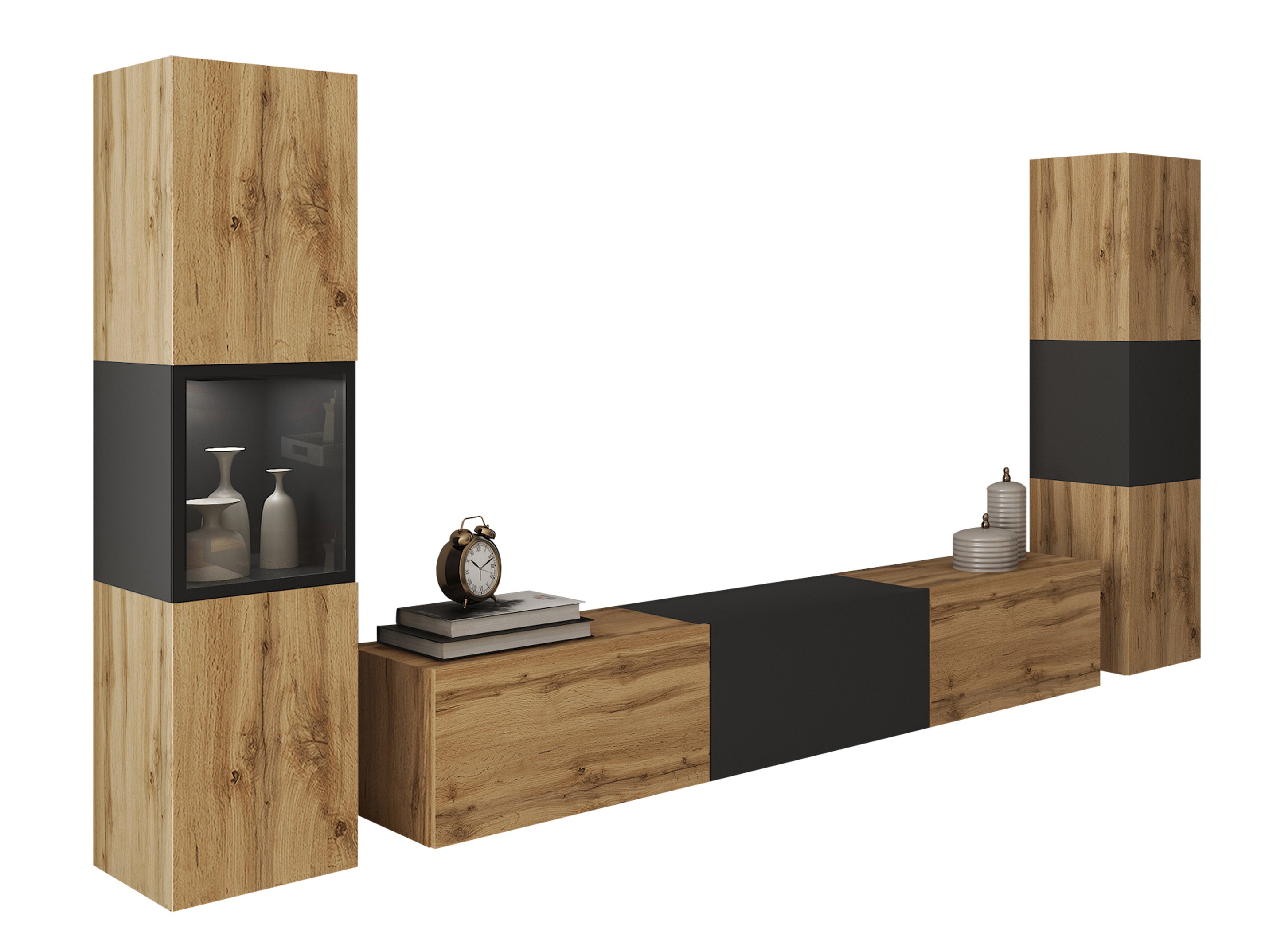 Wohnzimmer-Sets Sarasota 193 (Wotan Eiche + Graphit)