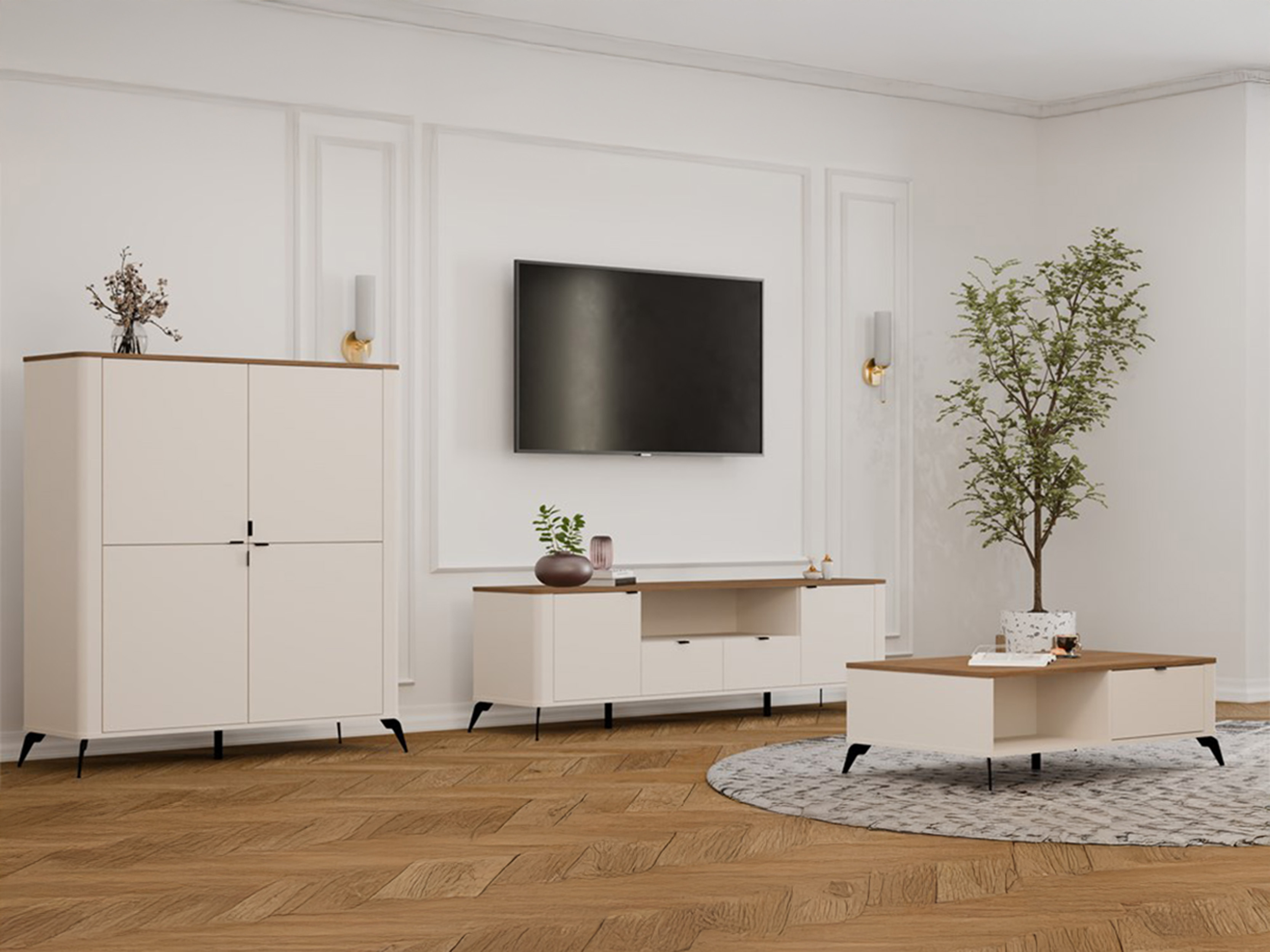 Couchtisch Soavie 107 (Kaschmir + Eichenholzoptik)