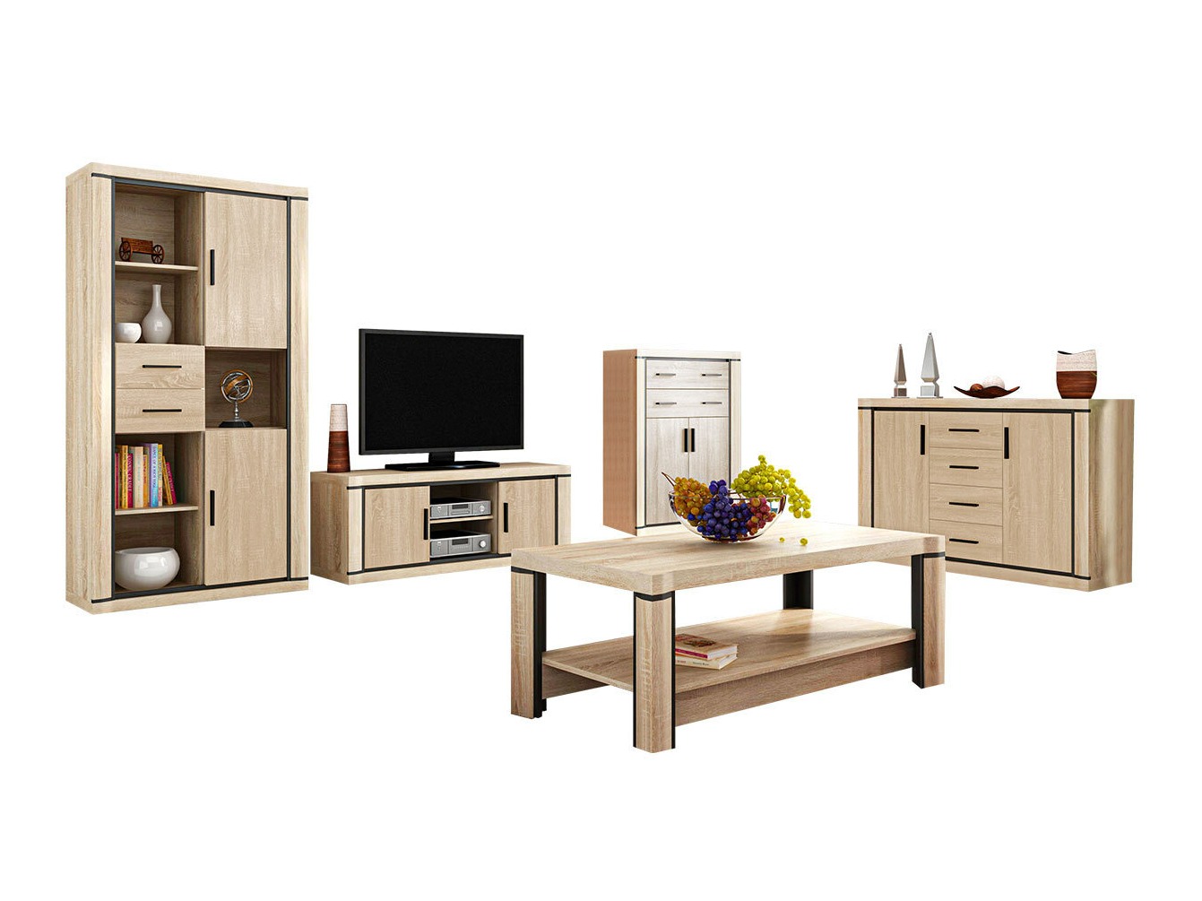 Wohnzimmer-Set Lorelie 124 (Sonoma-Eiche)