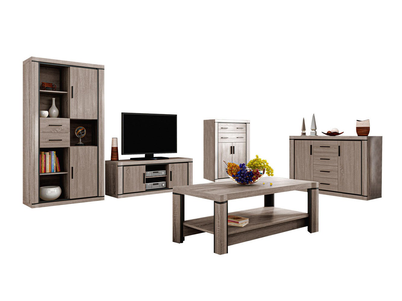 Wohnzimmer-Set Lorelie 124 (Trüffel eiche)