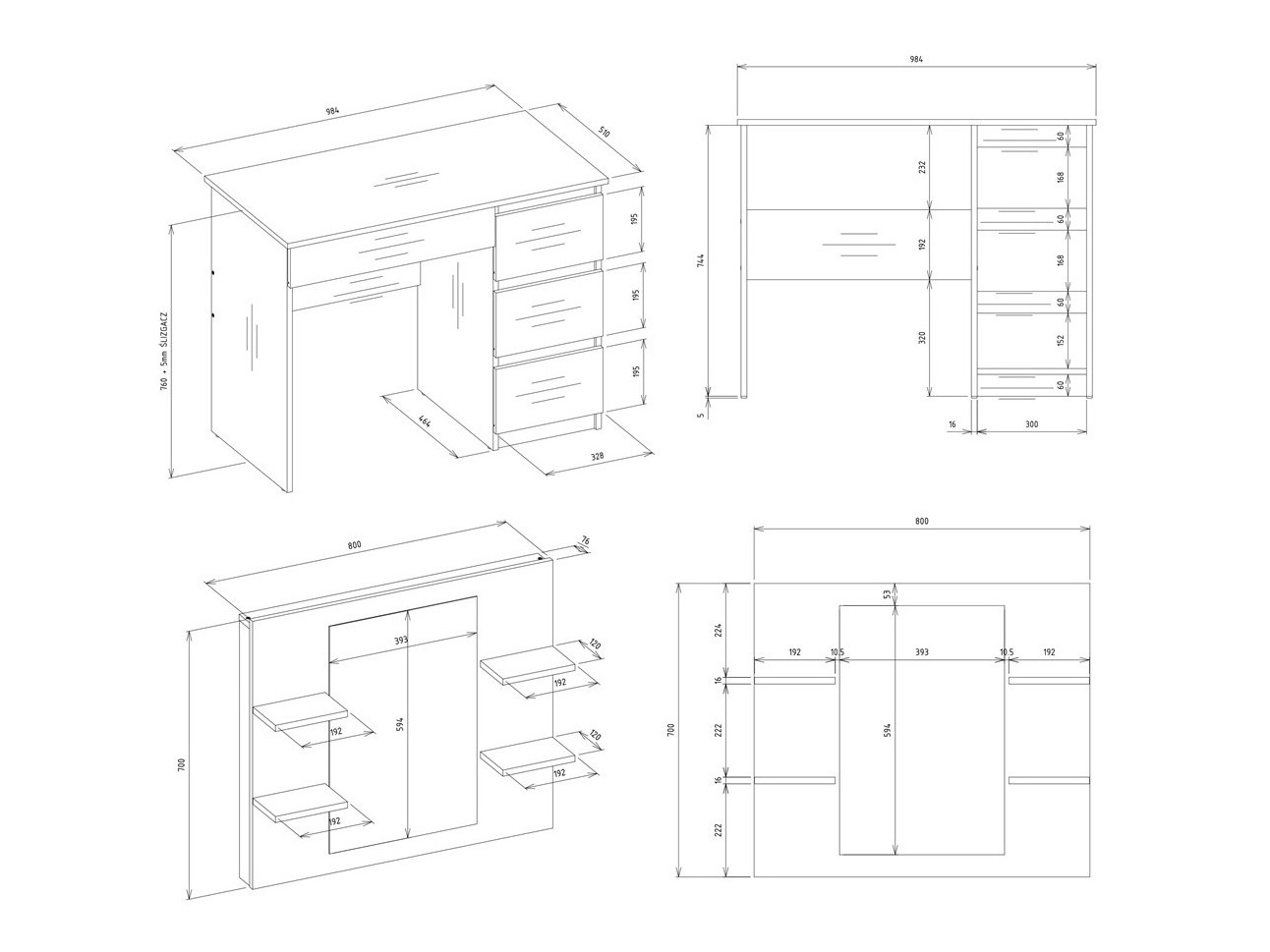 Schminktisch Mandeville 351 (Rechts)