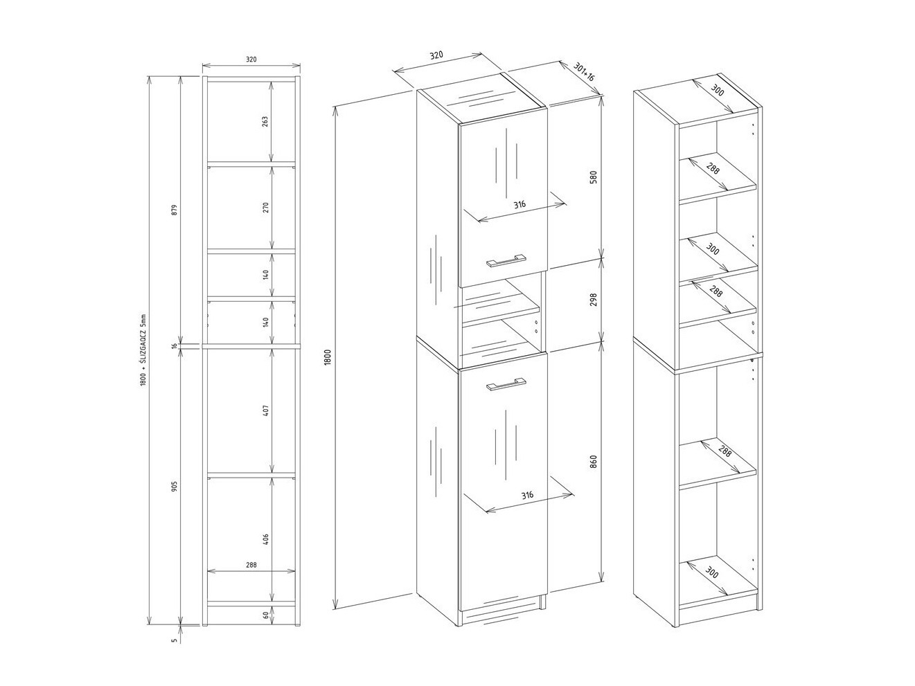 Stehender Badezimmerschrank Mandeville 152 (Weiss)