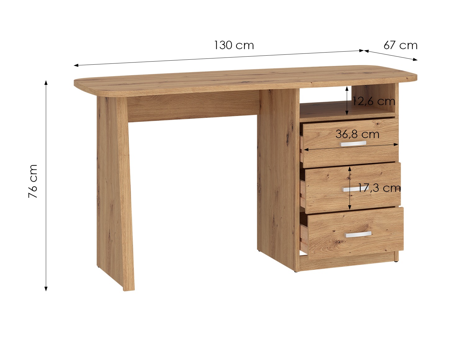 Bürotisch Ontario 204 (Artisan Eichenholzoptik)