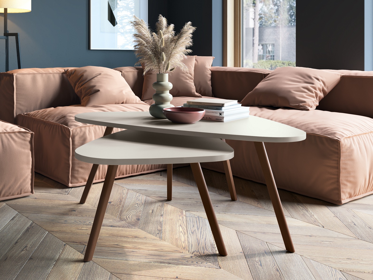 Couchtischset Ontario 202 (Weiss + Eichenholzoptik)