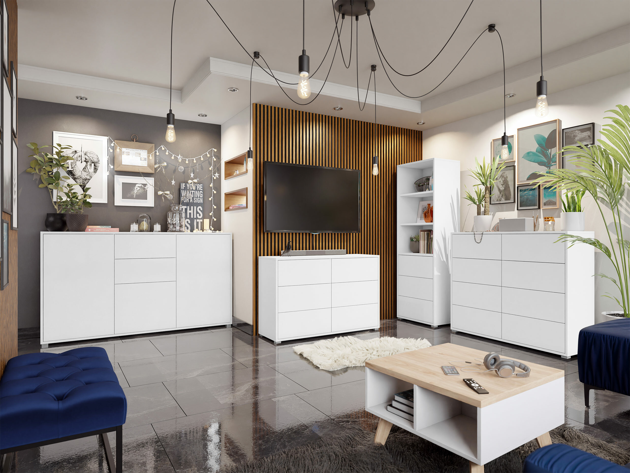 Wohnzimmer-Sets Comfivo Fersoe 108 (Weiss)