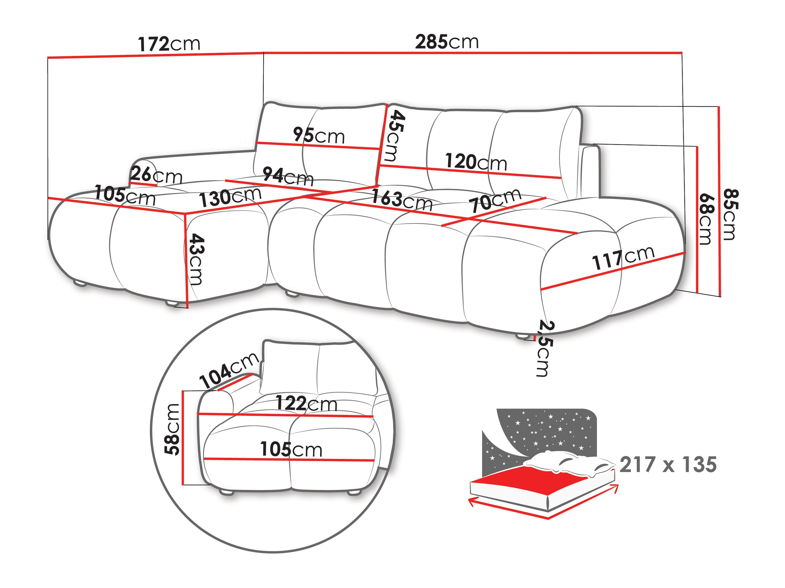 Ecksofa TrendyNest 120 (Flow 02)