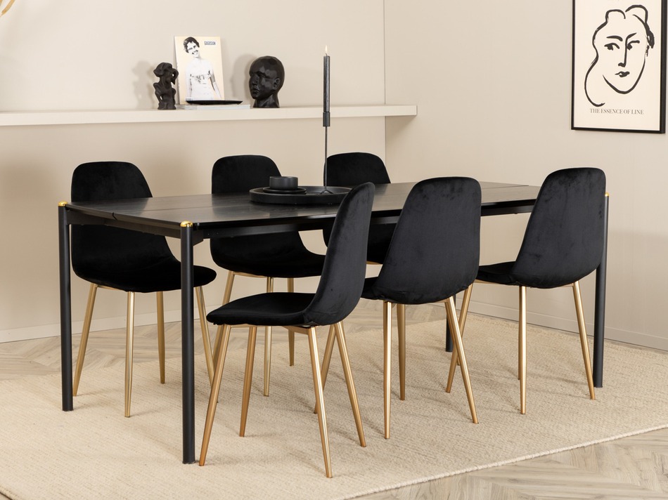 Essgruppe Dallas 5016 (Schwarz + Gold)