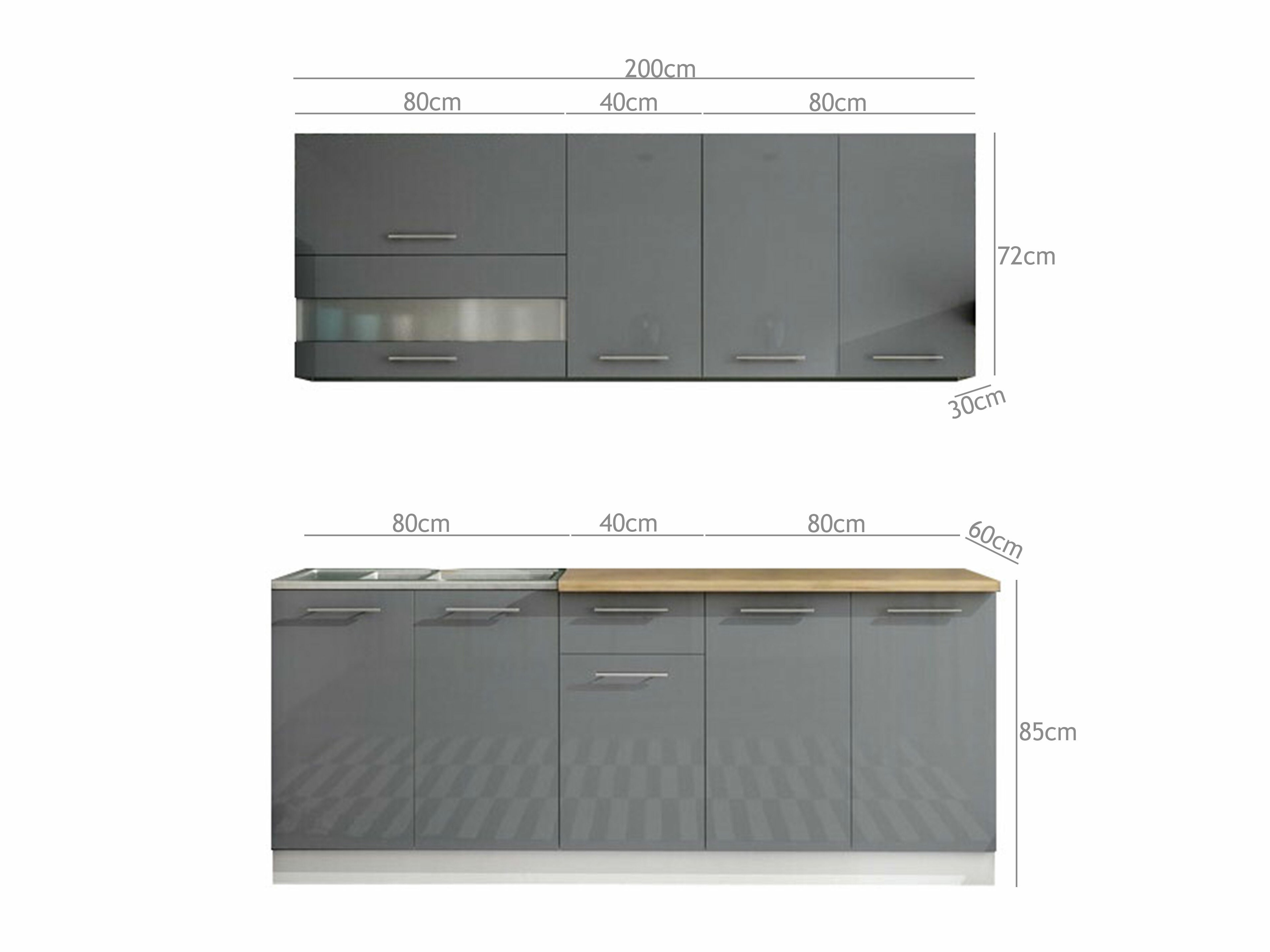 Modulares Küchenset Tiffa Grey 102