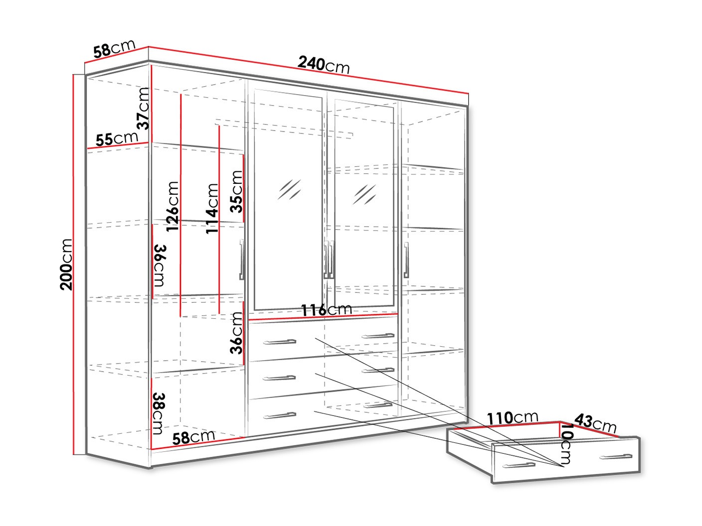 Kleiderschrank Dortivu 151 (Nein)