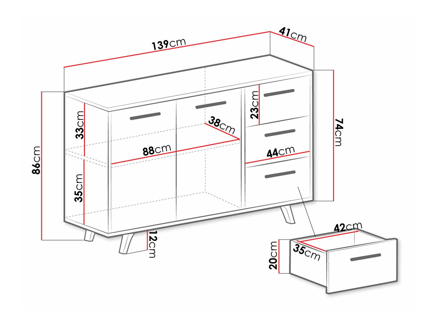Kommoden Dortivu 160 (Weiss)