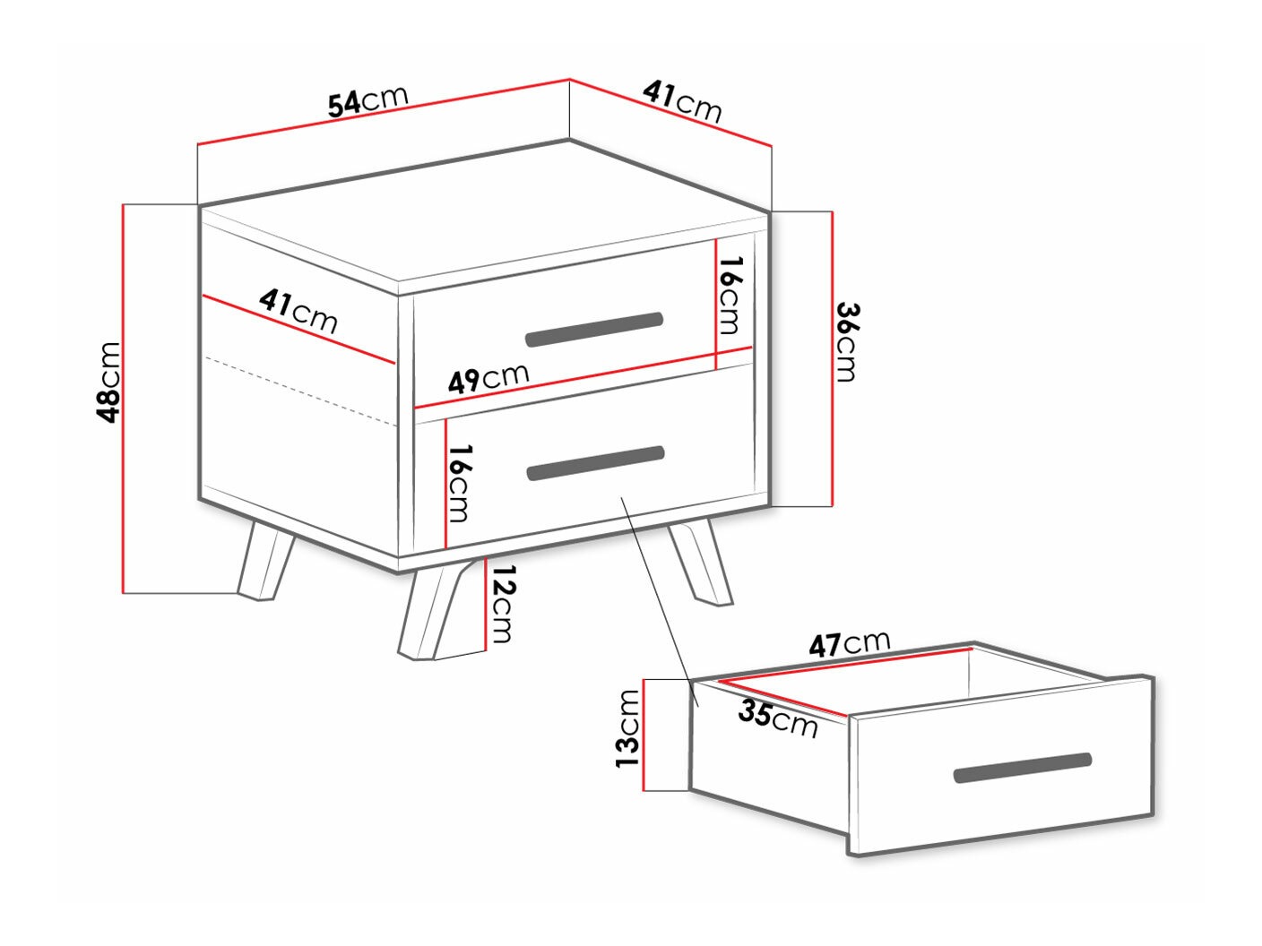 Nachttisch Dortivu (Weiss)