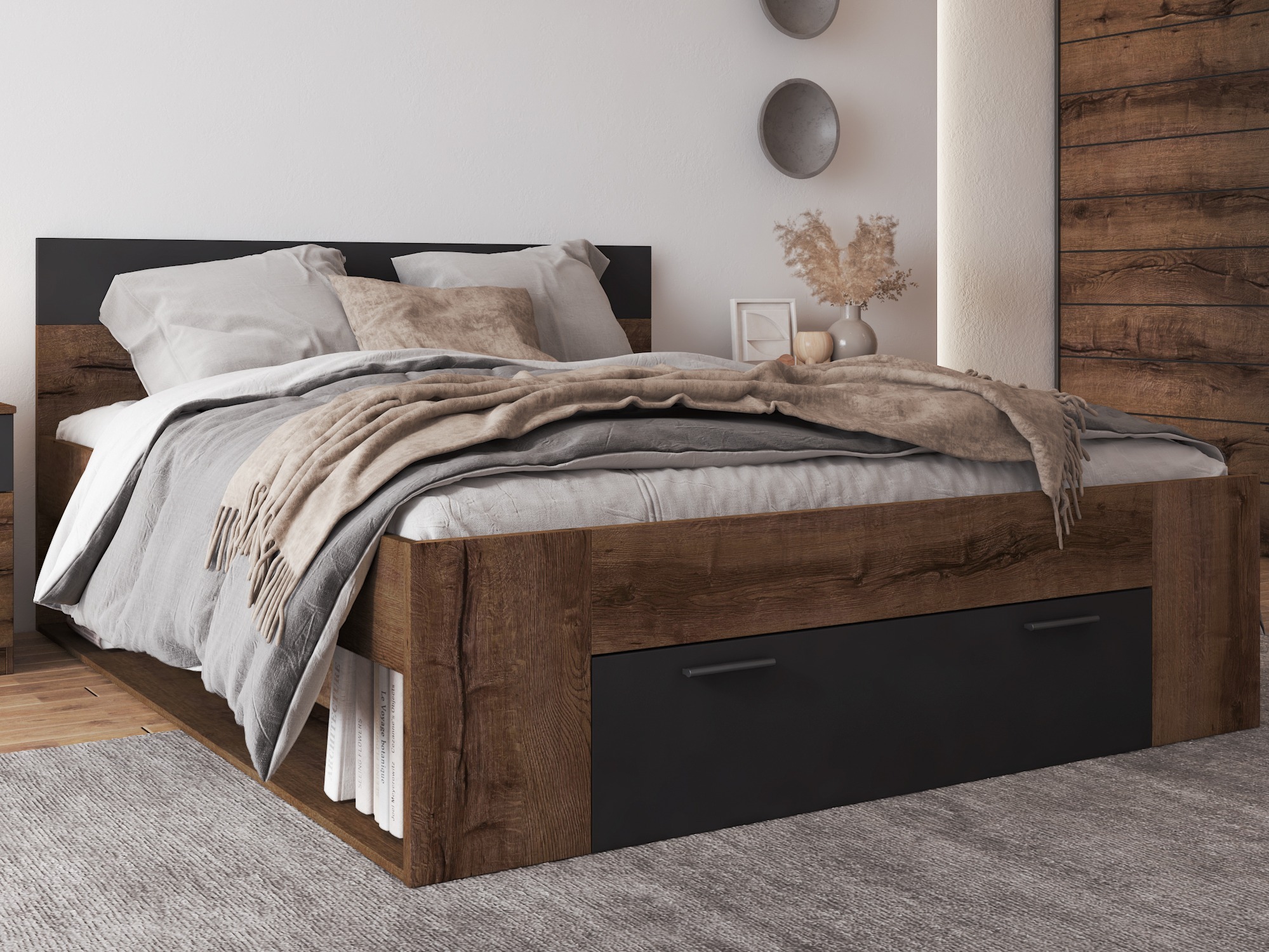 Bett Melvele 108 (Klostereiche + Schwarz)