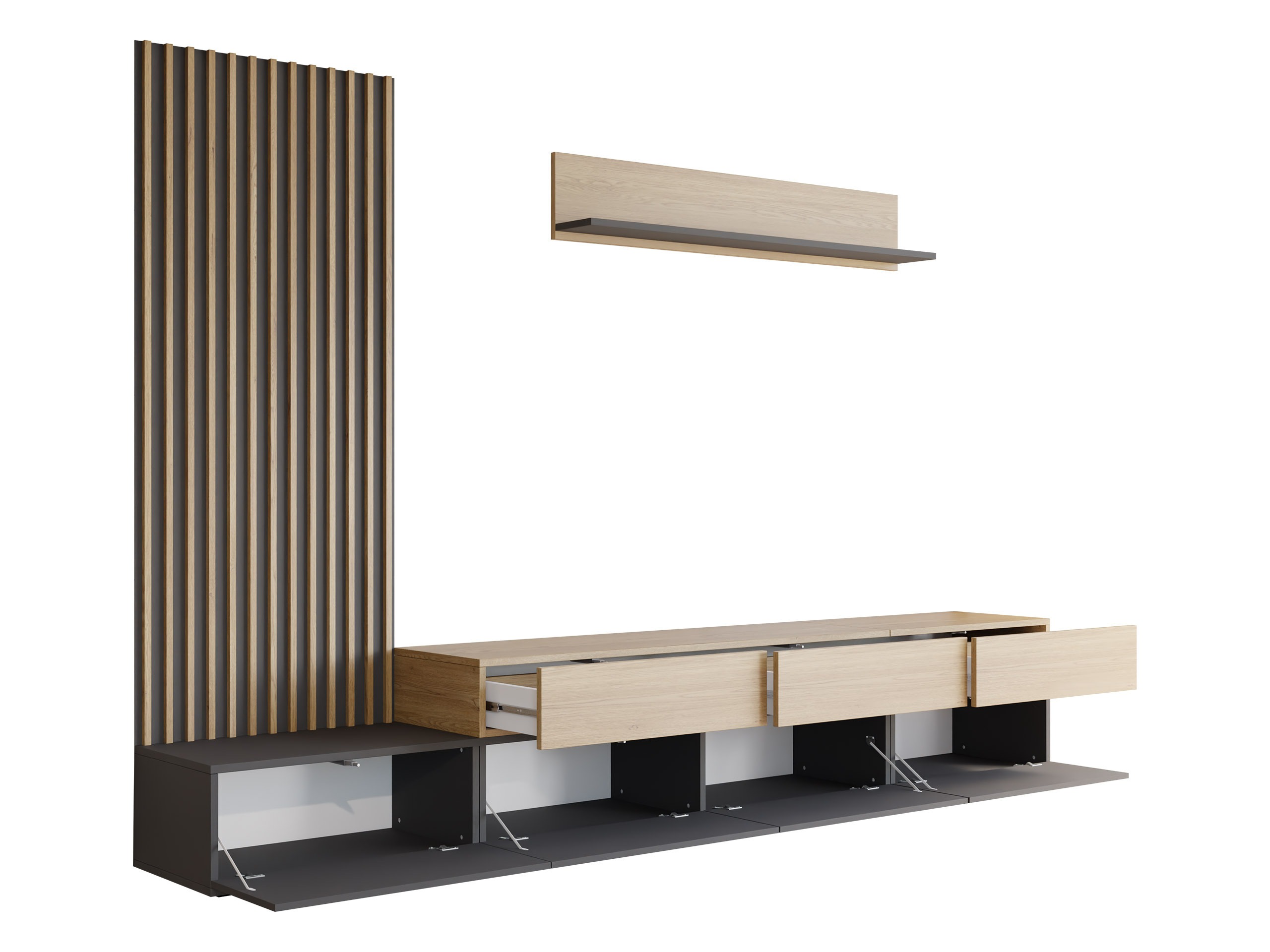 Wohnzimmer-Sets Comfivo Munium II (Weiss + Eichenholzoptik)