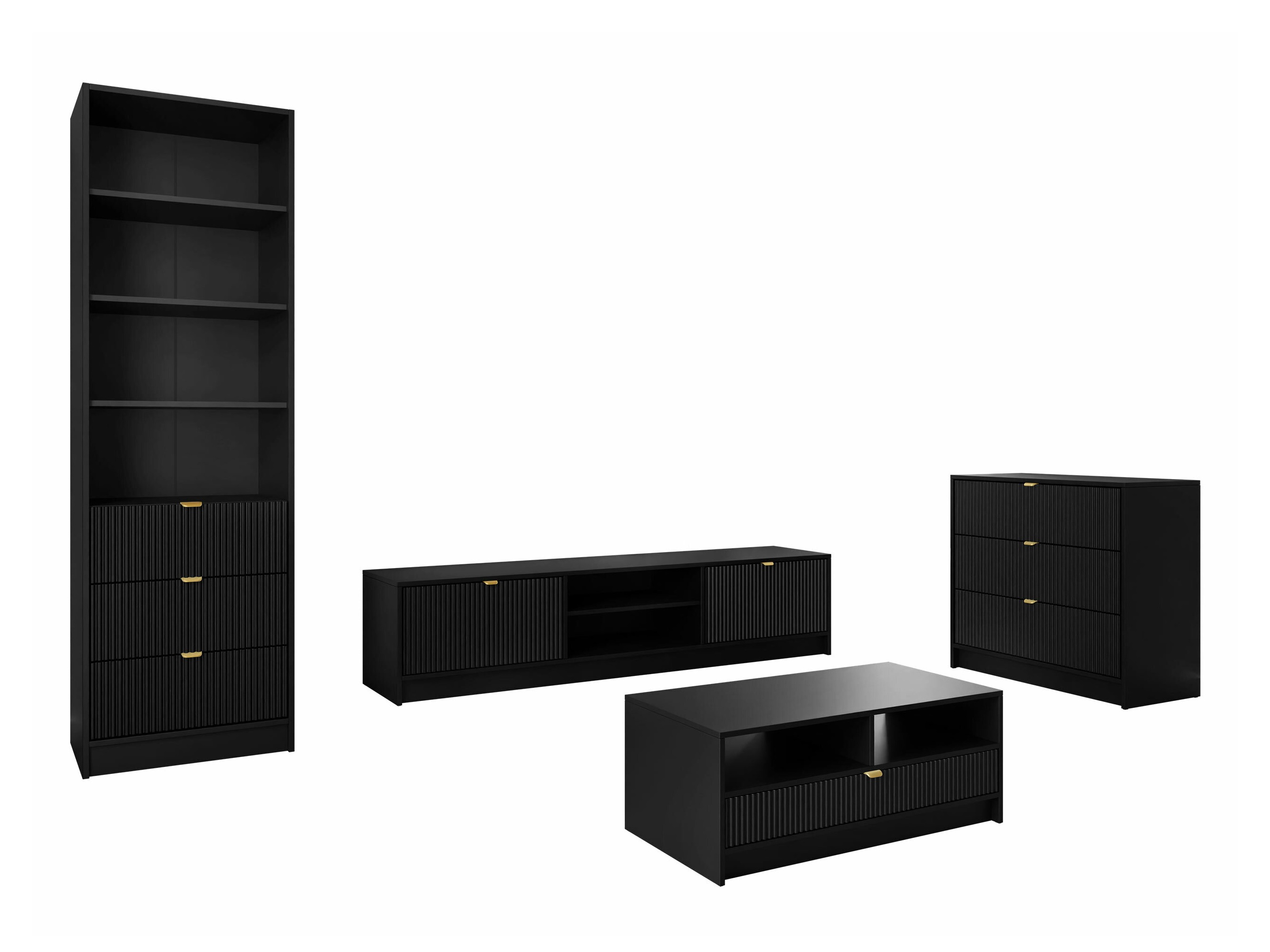 Wohnzimmer-Sets Comfivo Papilio VII (Schwarz)