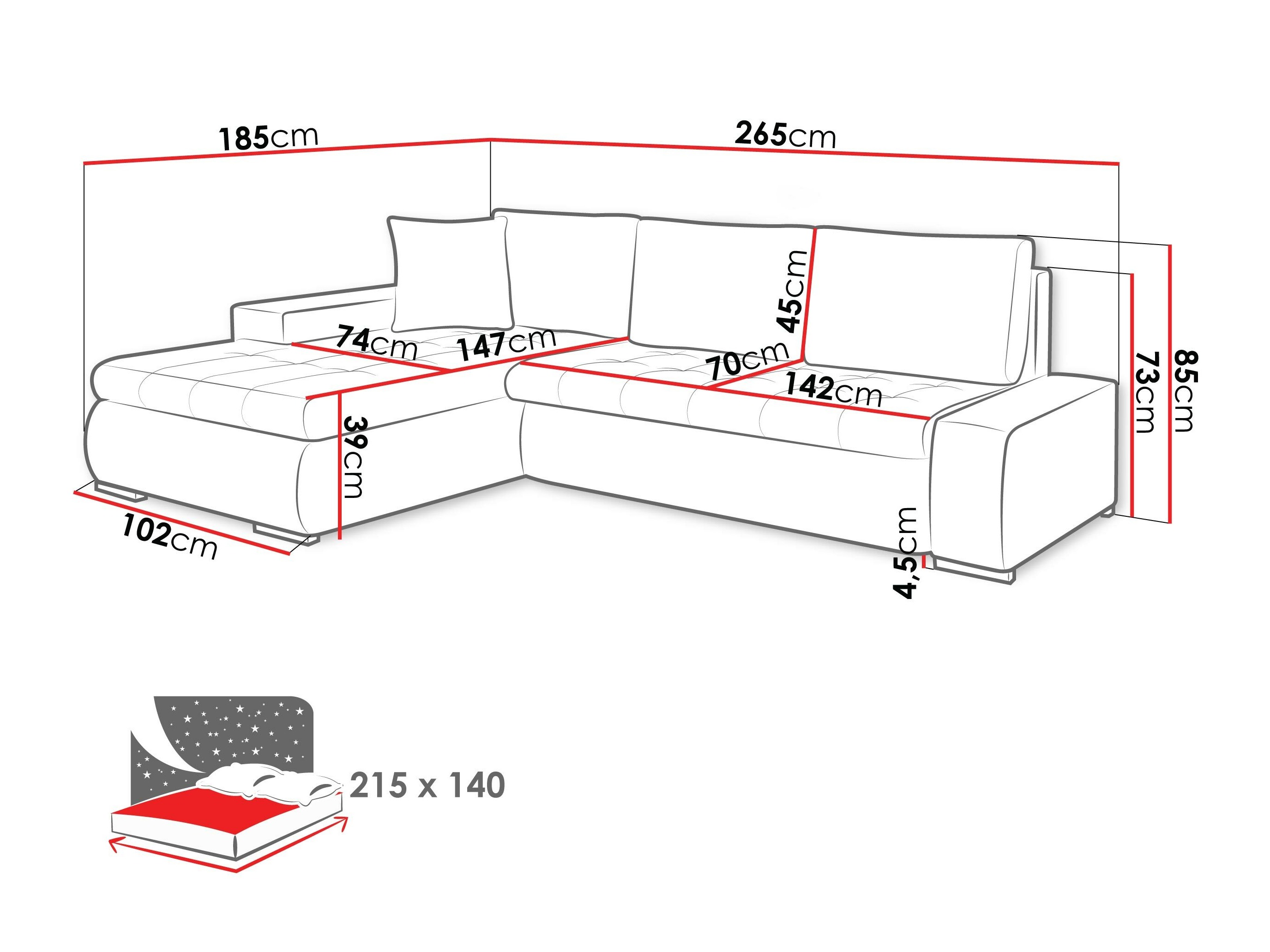Ecksofa Comfivo Nitor IV (Boucle Baloo 2074 + Boucle Baloo 2073)