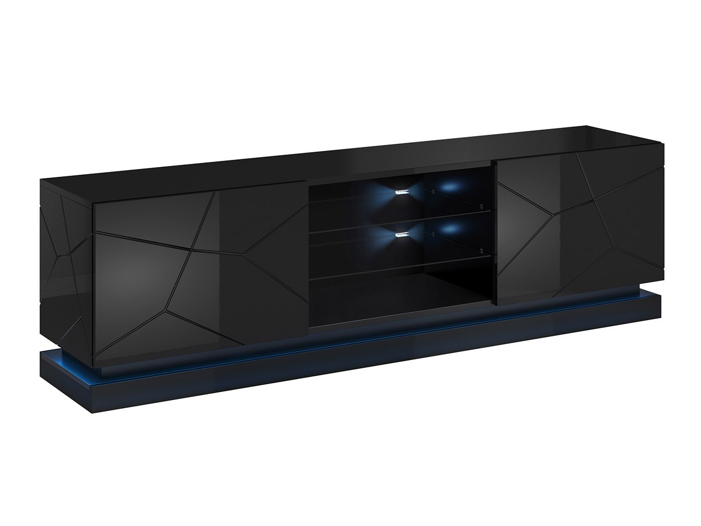 TV-Möbel Linar I (Schwarz + Schwarz glänzend)