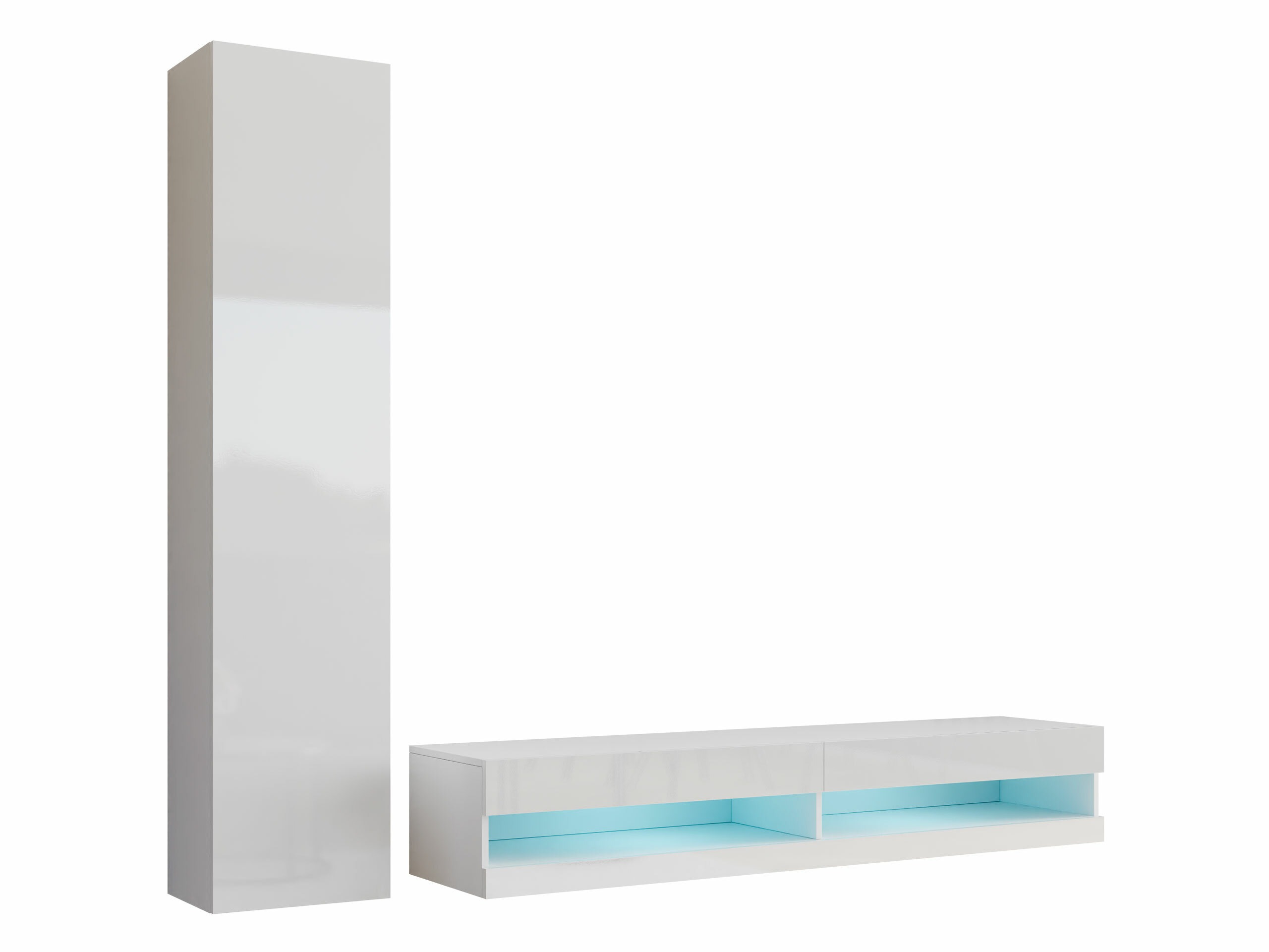 Wohnzimmer-Set Vilrin VI (Weiss + Weiss glänzend)