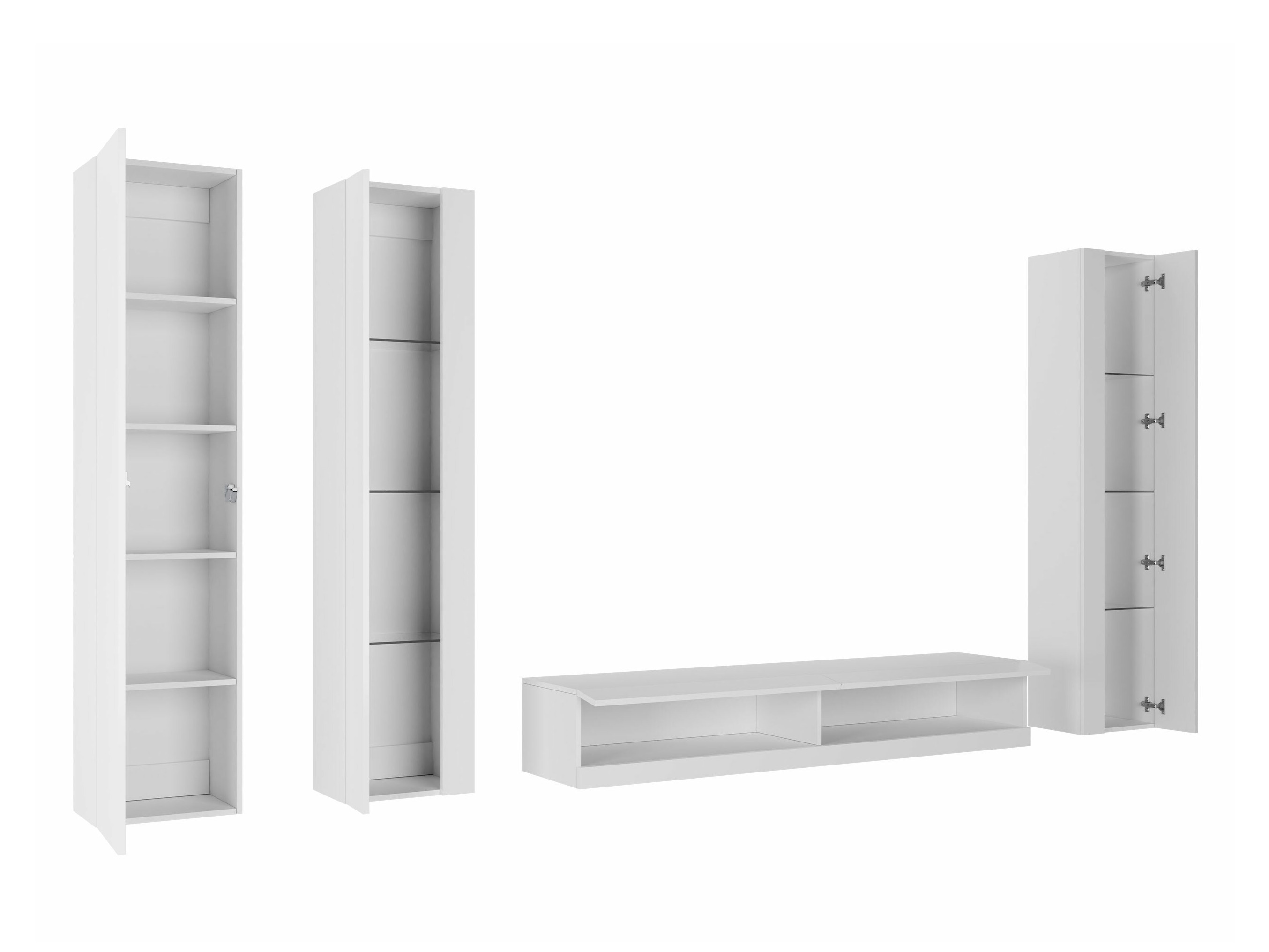 Wohnzimmer-Set Vilrin VII (Weiss + Weiss glänzend)