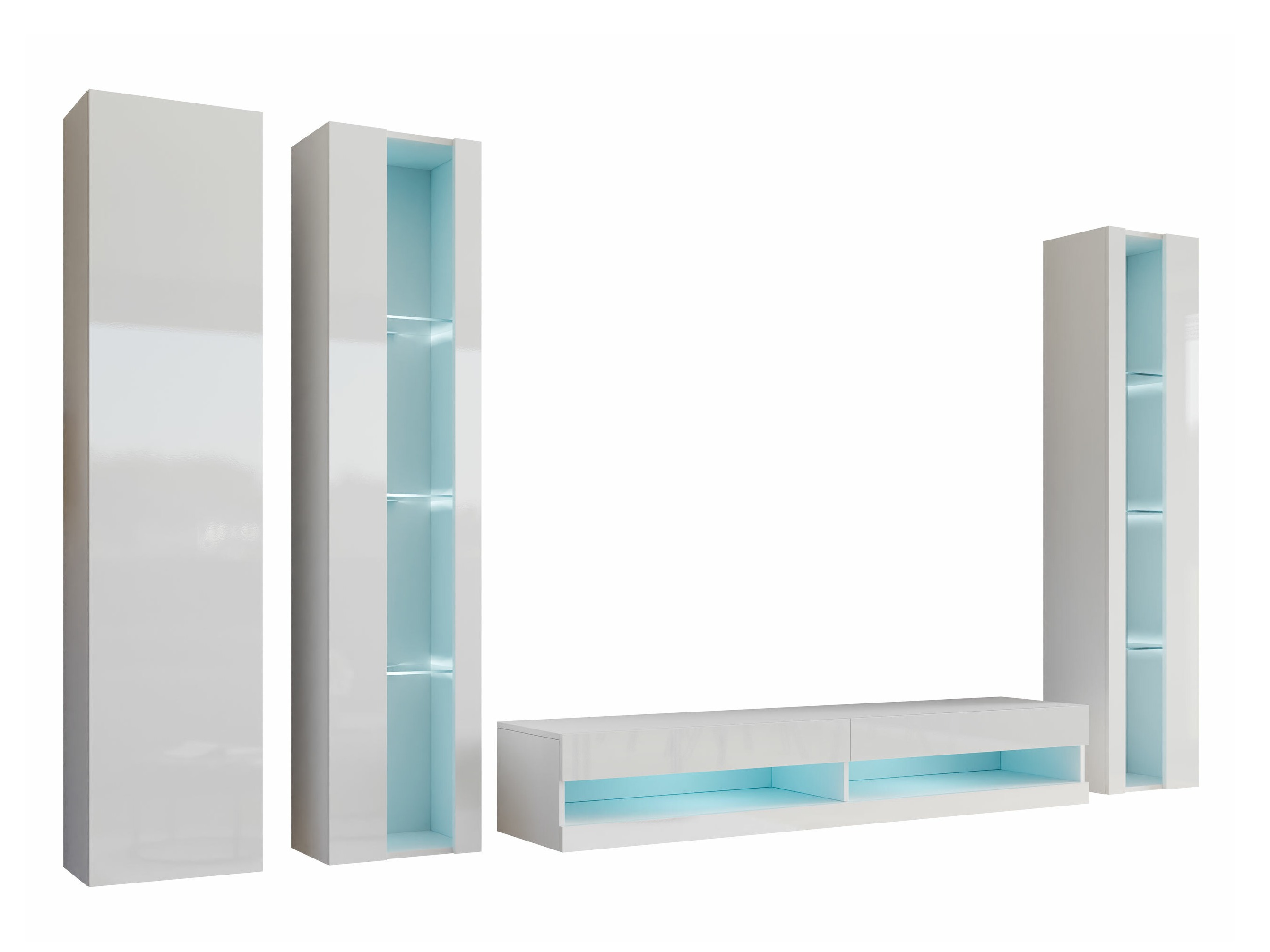 Wohnzimmer-Sets Venenou 116 (Weiss + Weiss glänzend)